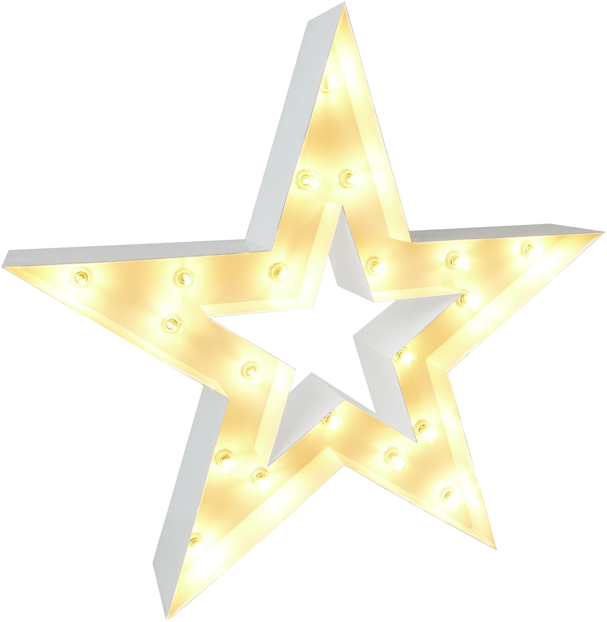 MARQUEE LIGHTS flammig-flammig, Wandlampe, kaufen (exkl.) online 20 Dekolicht »Star«, fLichtquellen Tischlampe 20 mit Garantie Star XXL Jahren 122x122 3 cm LED E14 | 
