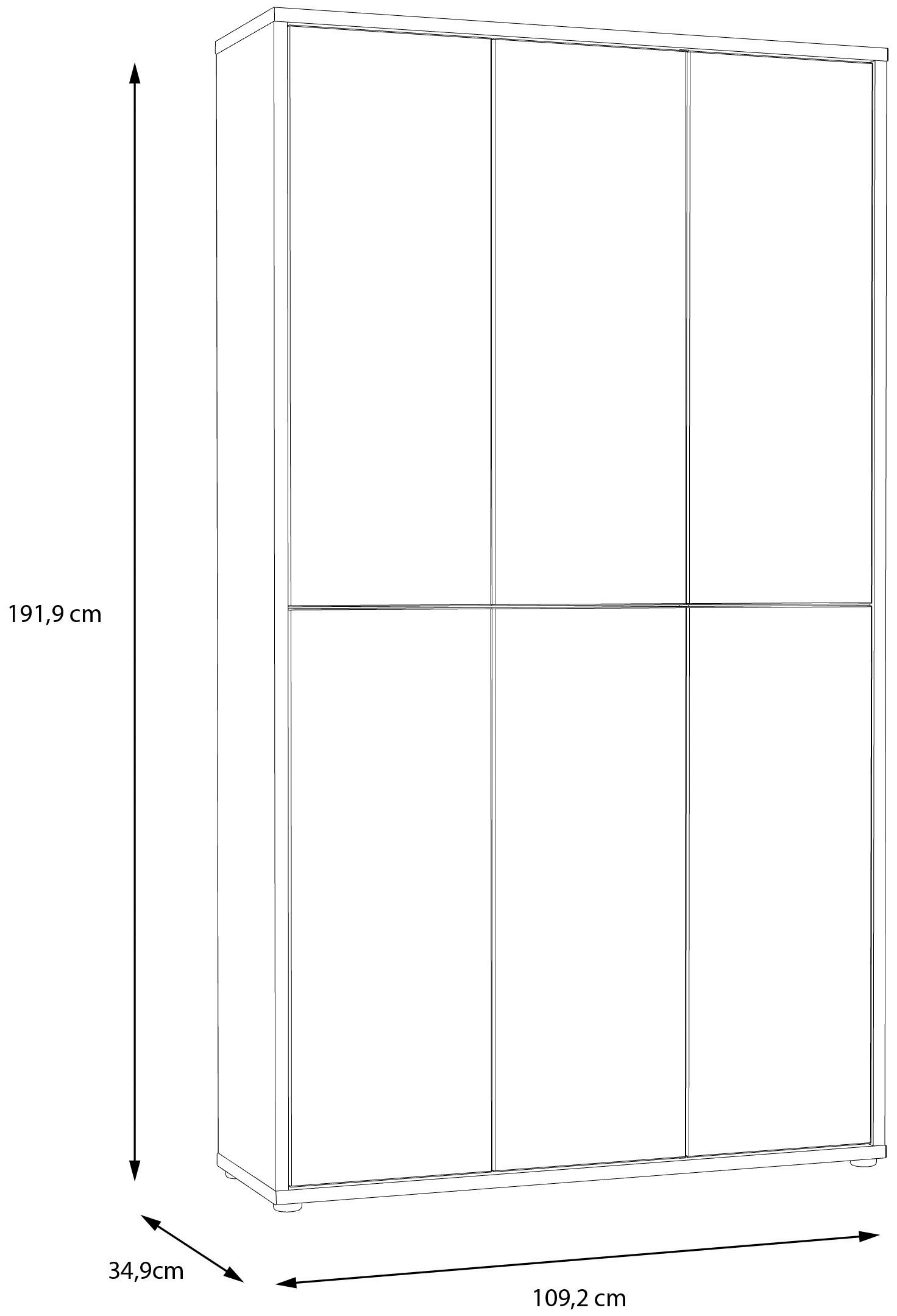 FORTE Schuhschrank »Alice Springs«, (B/H/T 109,2/191,9/34,9 cm), Stauraumschrank, Mehrzweckschrank, (B/H 109cm x 192cm), mit 16 Böden