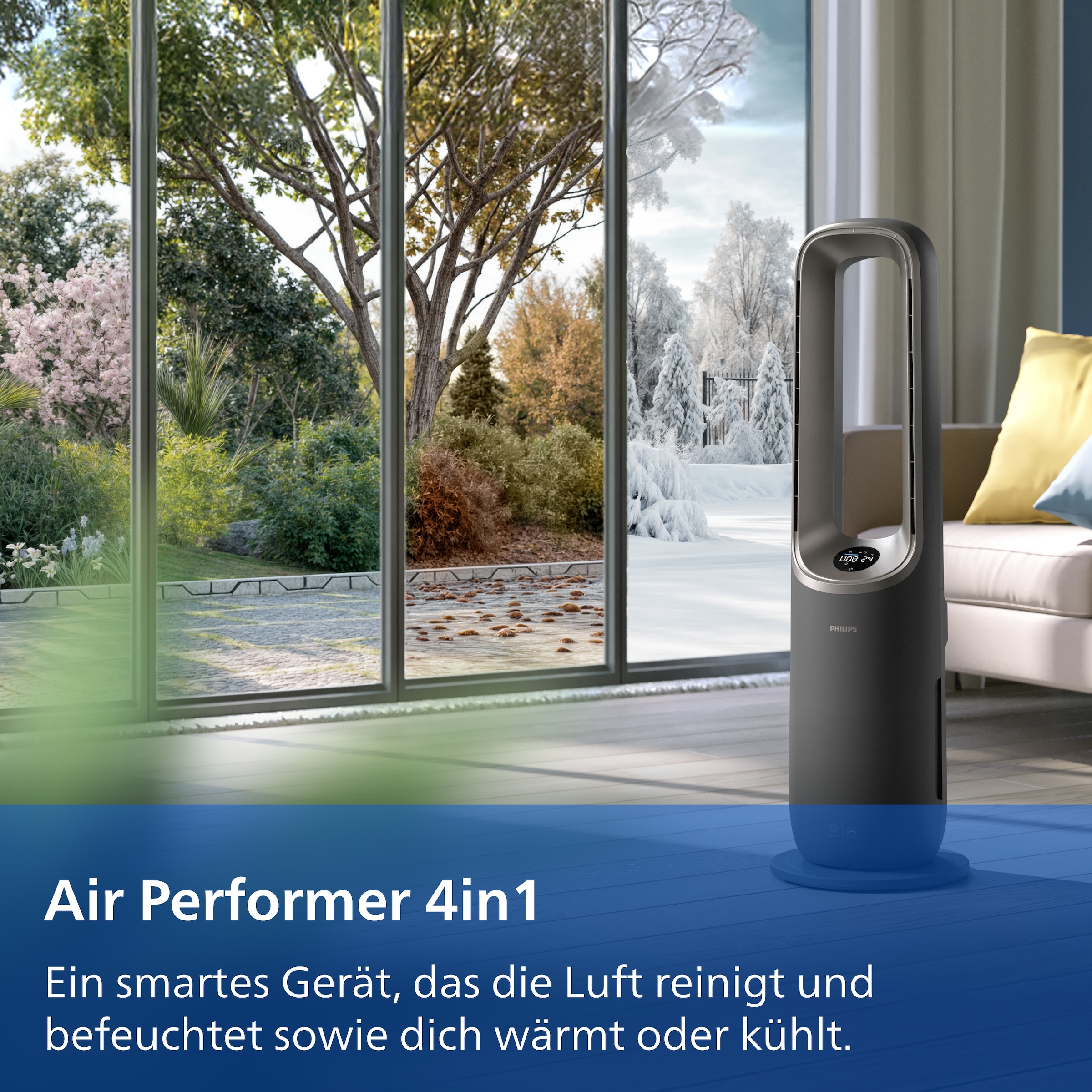 Philips Luftreiniger »AMF970/10 AirPerformer 4-in-1, Reinigen, Kühlen, Heizen & Befeuchten« für 48 qm Räume mit App-Verbindung, Fernbedienung