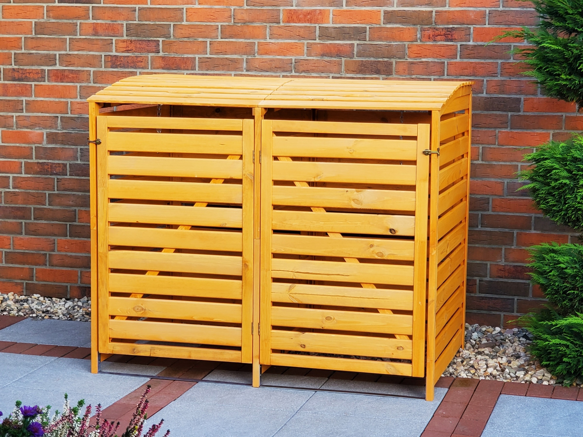 promadino Mülltonnenbox »Vario III« für 2 Tonnen, robust aus zertifiziertem Kiefernholz