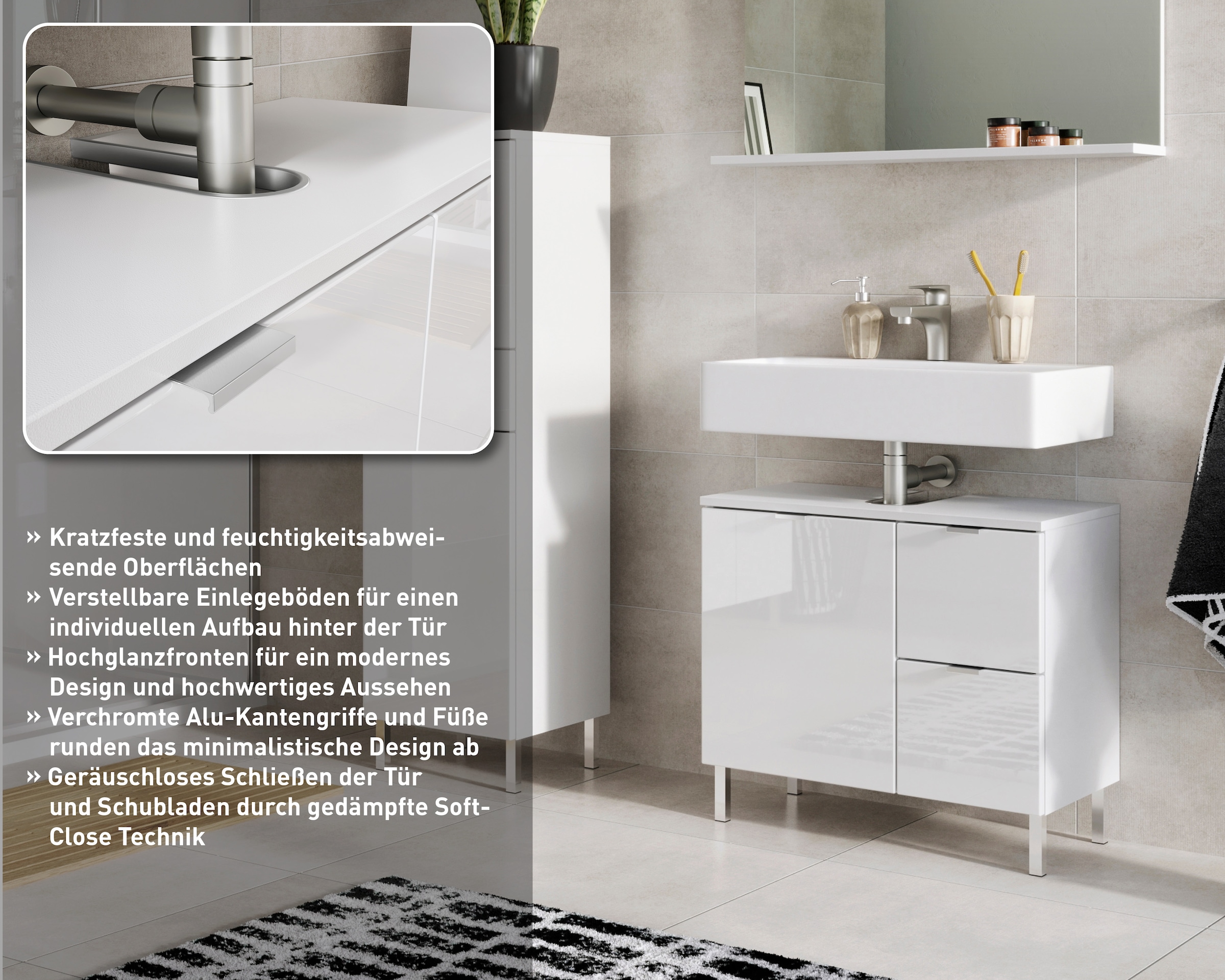 GERMANIA Waschbeckenunterschrank »GW-Mauresa«, in 2 Breiten, mit Schublade (+ Klappe), Soft-Close, Made in Germany