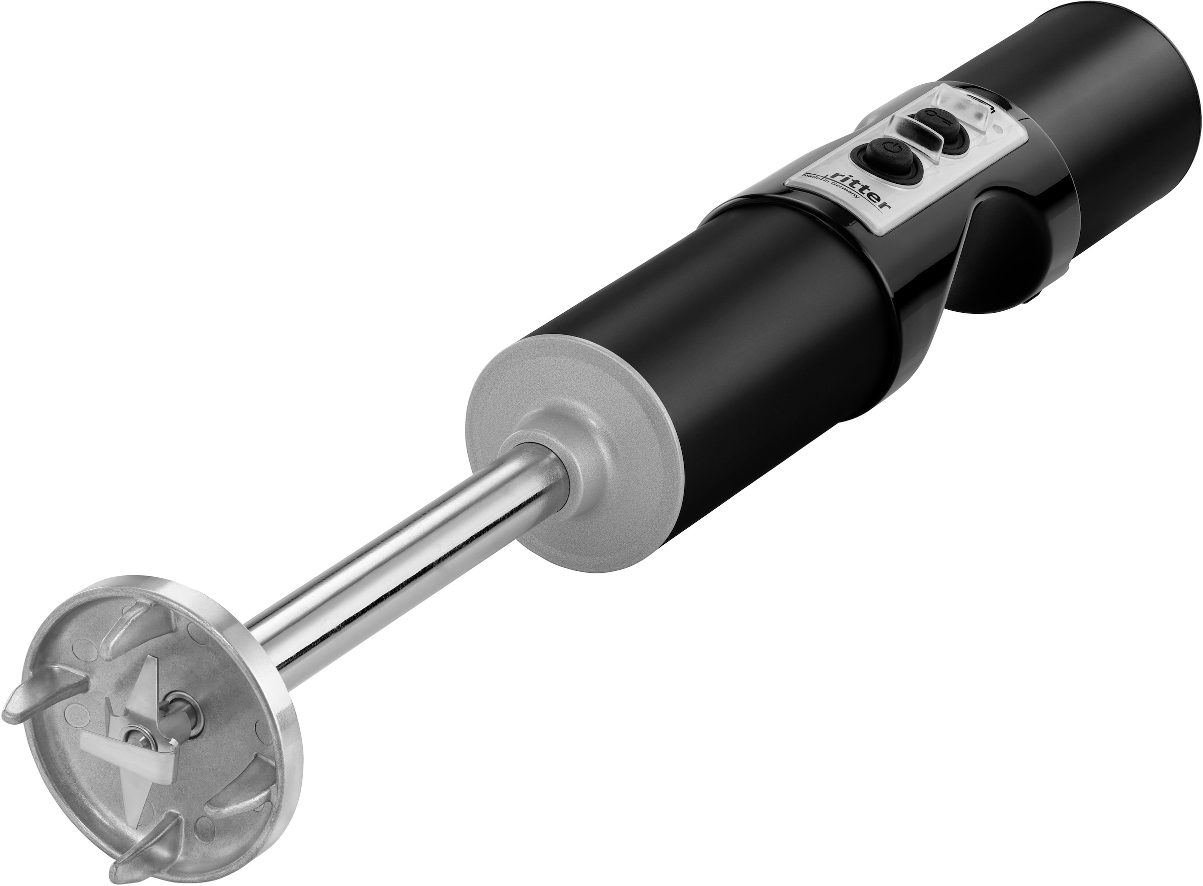 ritter Akku-Stabmixer »stilo 7 Plus Trendfarbe Schwarz«, 120 W, mit 4 Aufsätzen aus Edelstahl sowie 2 Mixbechern