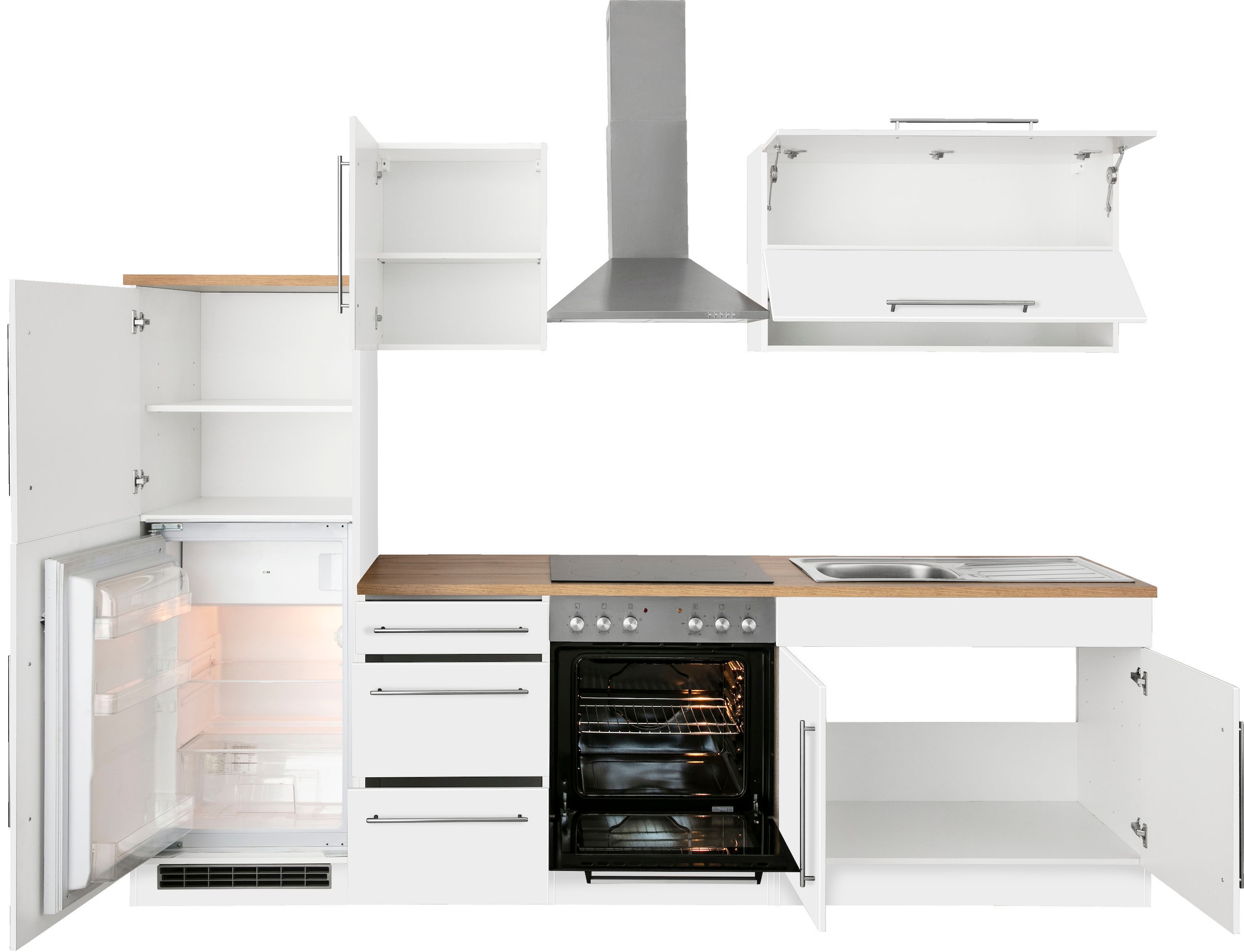 KOCHSTATION Küchenzeile »KS-Samos« Breite 270 cm, wahlweise mit E-Geräten, mit Arbeitsplatte