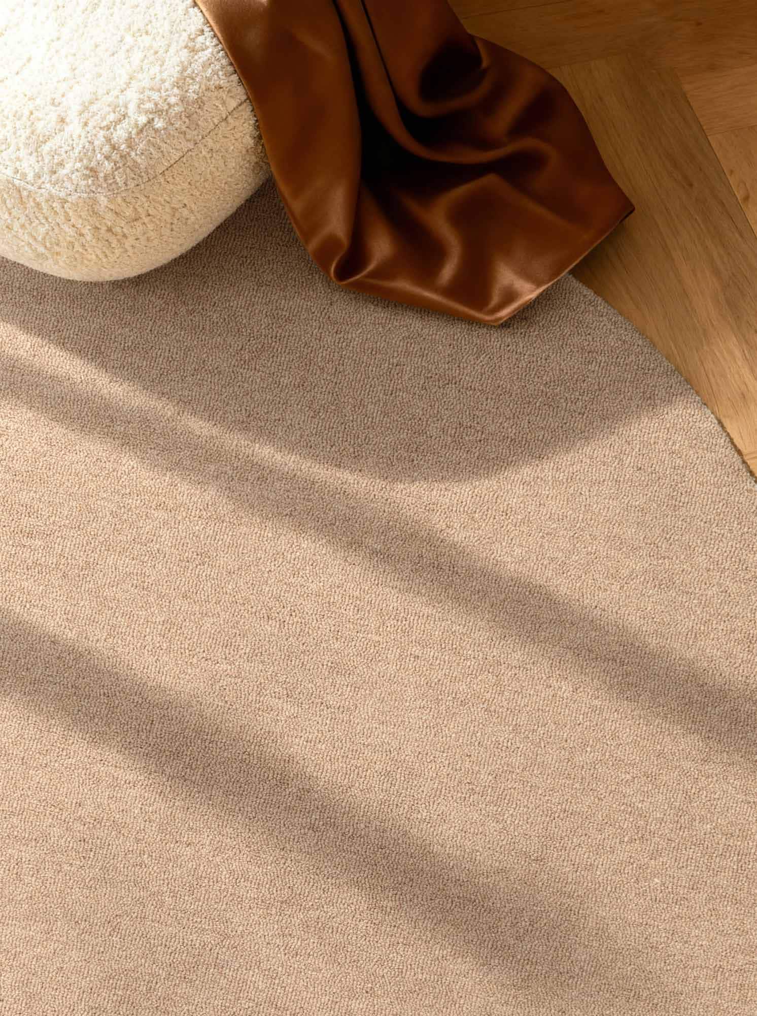 ELLE DECORATION Wollteppich »Knots« rund 13 mm Höhe Handtuft, Wolle, Rund, Feines Bouclé, Wohnzimmer, Schlafzimmer, Natur