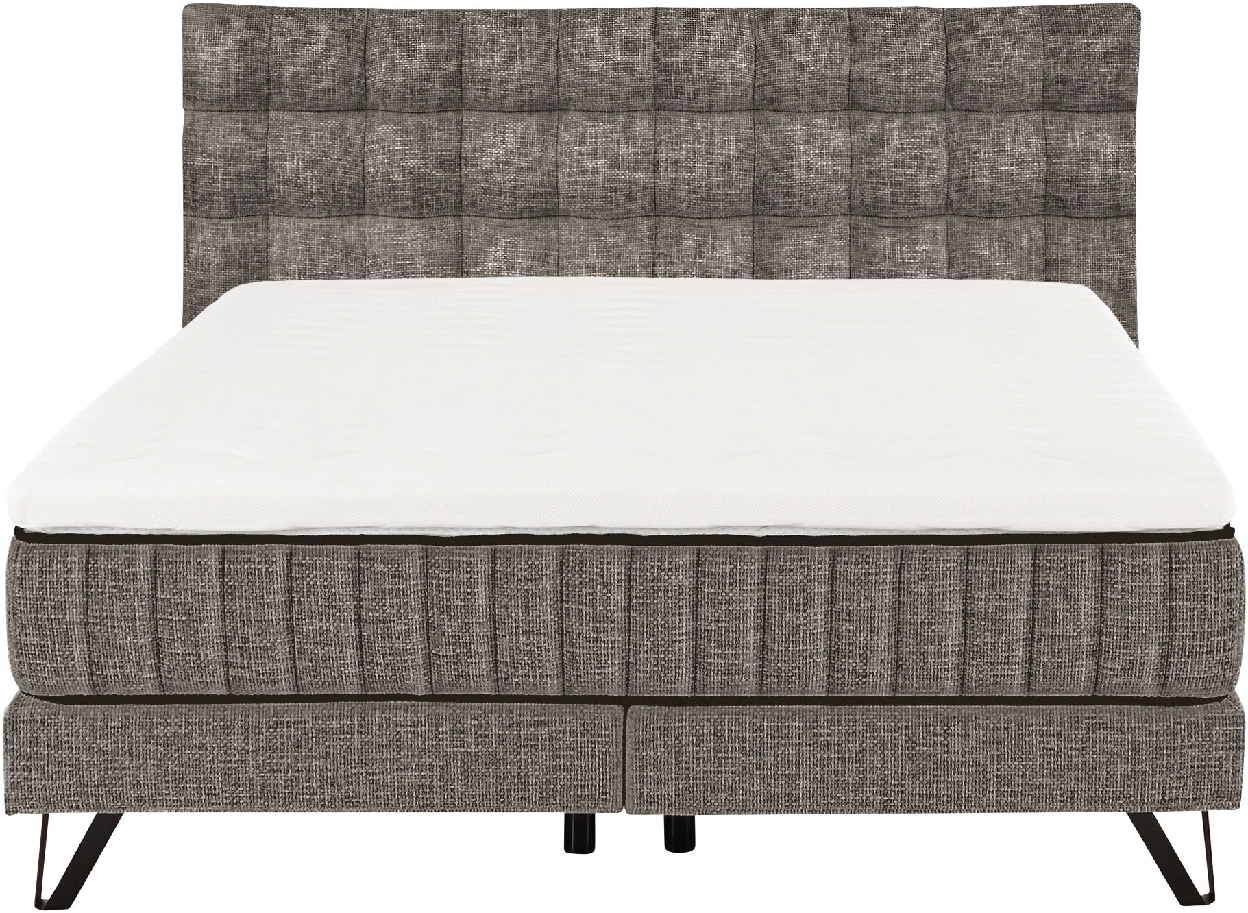 set one by Musterring Boxspringbett »Baldwin« mit Duo-Matratze, Kopfteil mit quadratischer Steppung, 180 x 200 cm