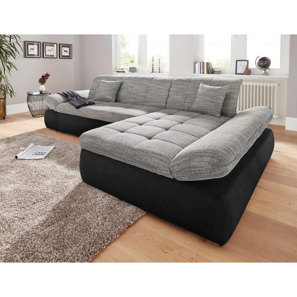 DOMO collection Ecksofa »PB Moric wahlweise mit Bettfunktion + Armteilverstellung, Schlafsofa«, im XXL-Format, B/T/H:300/172/80 cm, feine Steppung