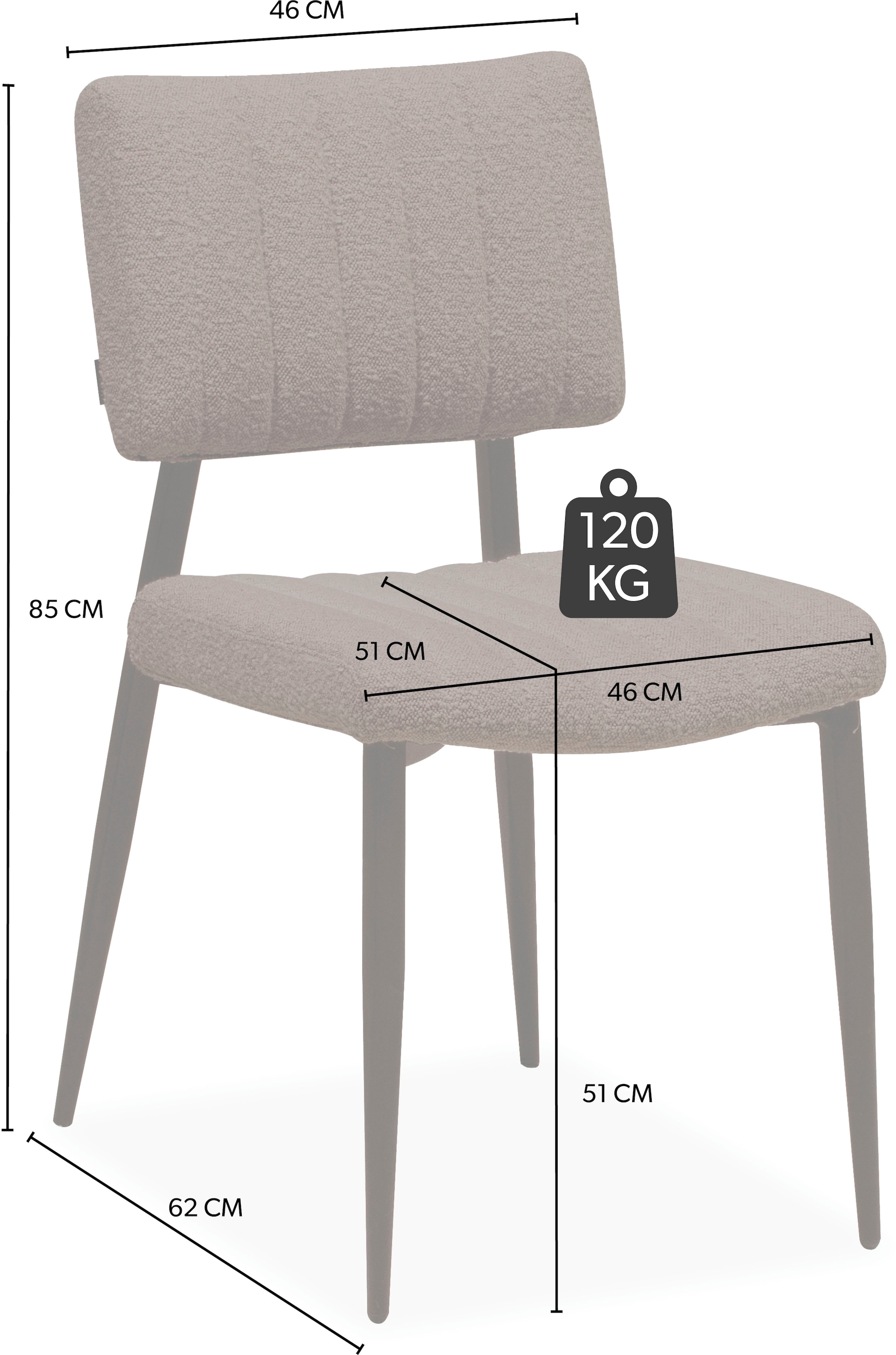 OMG Design Esszimmerstuhl »Dirk«, (Set), 2 St., Stoff, moderner Boucle Bezug, bequem gepolstert