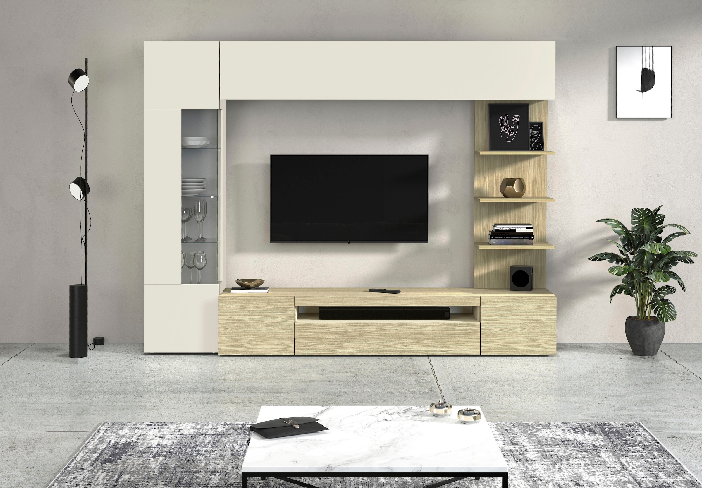 INOSIGN Wohnwand »Wohnwand New Egypt, Anbauwand, Medienwand, Wohnzimmerwand« Weiß in Hochglanz, alle anderen Farben in matter Ausführung., 4 Stk. tlg.