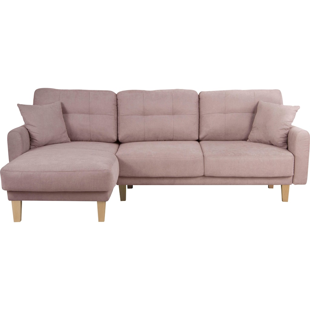 Home affaire Ecksofa »Triplo, Zierkissen, Schlaffunktion, B/T/H: 234/164/89 cm, L-Form«, wahlweise mit Bettfunktion und Bettkasten, Liegefläche 210/132 cm