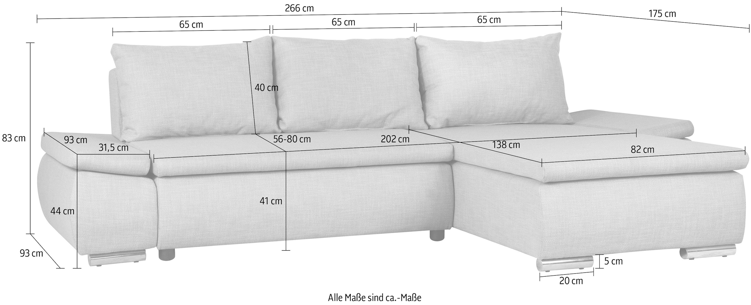 Home affaire Ecksofa »Acra L-Form« mit Bettfunktion und Bettkasten, in Mattenoptik