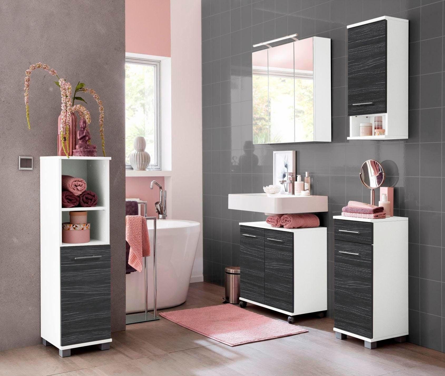 Schildmeyer Spiegelschrank »Dorina, mit höhenverstellbaren Glasböden made in Germany«, Breite 70 cm, 3-türig, LED-Beleuchtung, Schalter-/Steckdosenbox