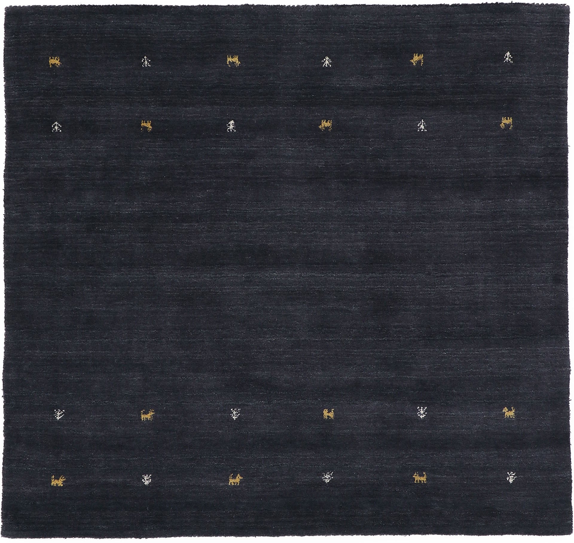carpetfine Wollteppich »Gabbeh-Uni«, quadratisch, 15 mm Höhe, reine Wolle, handgewebt, Gabbeh Loom Tiermotiv, Sonderform Quadrat