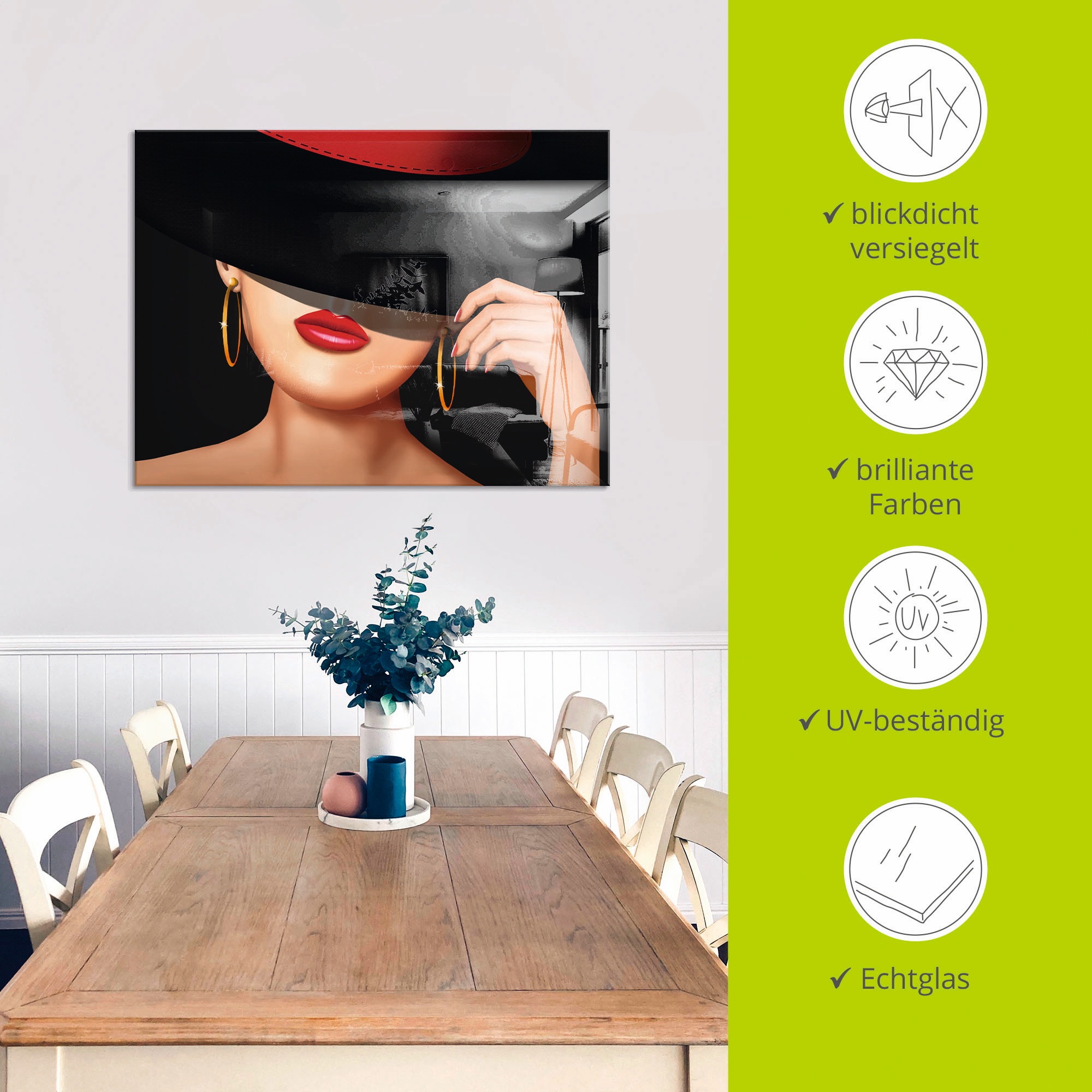 Artland Glasbild »Die Lady von der Rennbahn« Frau 1 Stk. tlg. in verschiedenen Größen