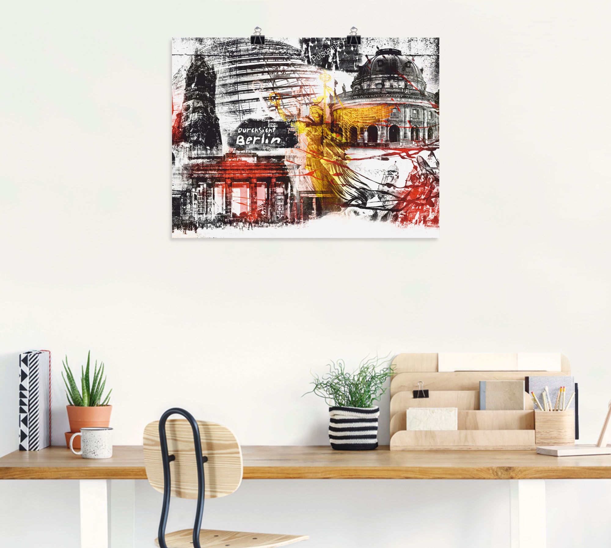 Artland Poster »Berlin Skyline Abstrakte Collage«, Architektonische Elemente, (1 St.), als Leinwandbild, Wandaufkleber oder Poster in versch. Größen
