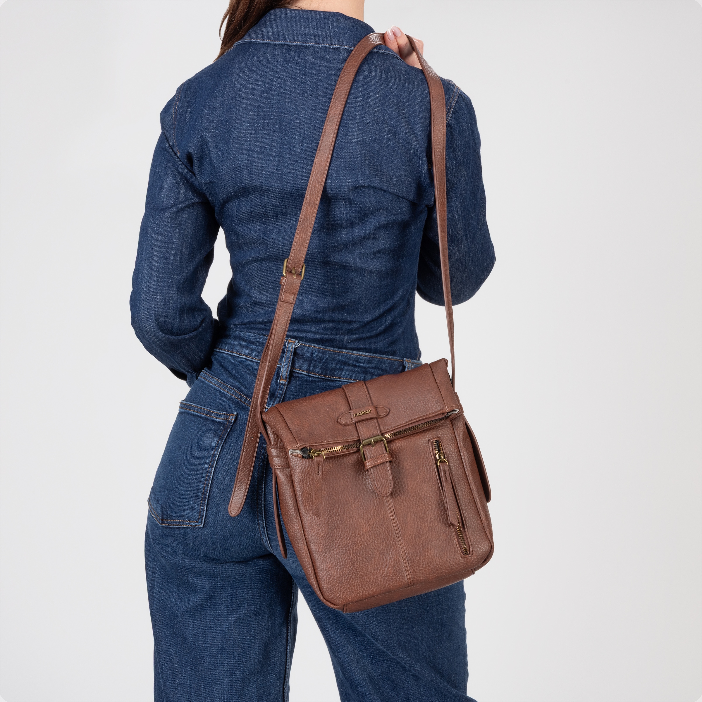 Rieker Umhängetasche Damen-Handtasche, Schultertasche, Überschlag mit Schnallenverschluss