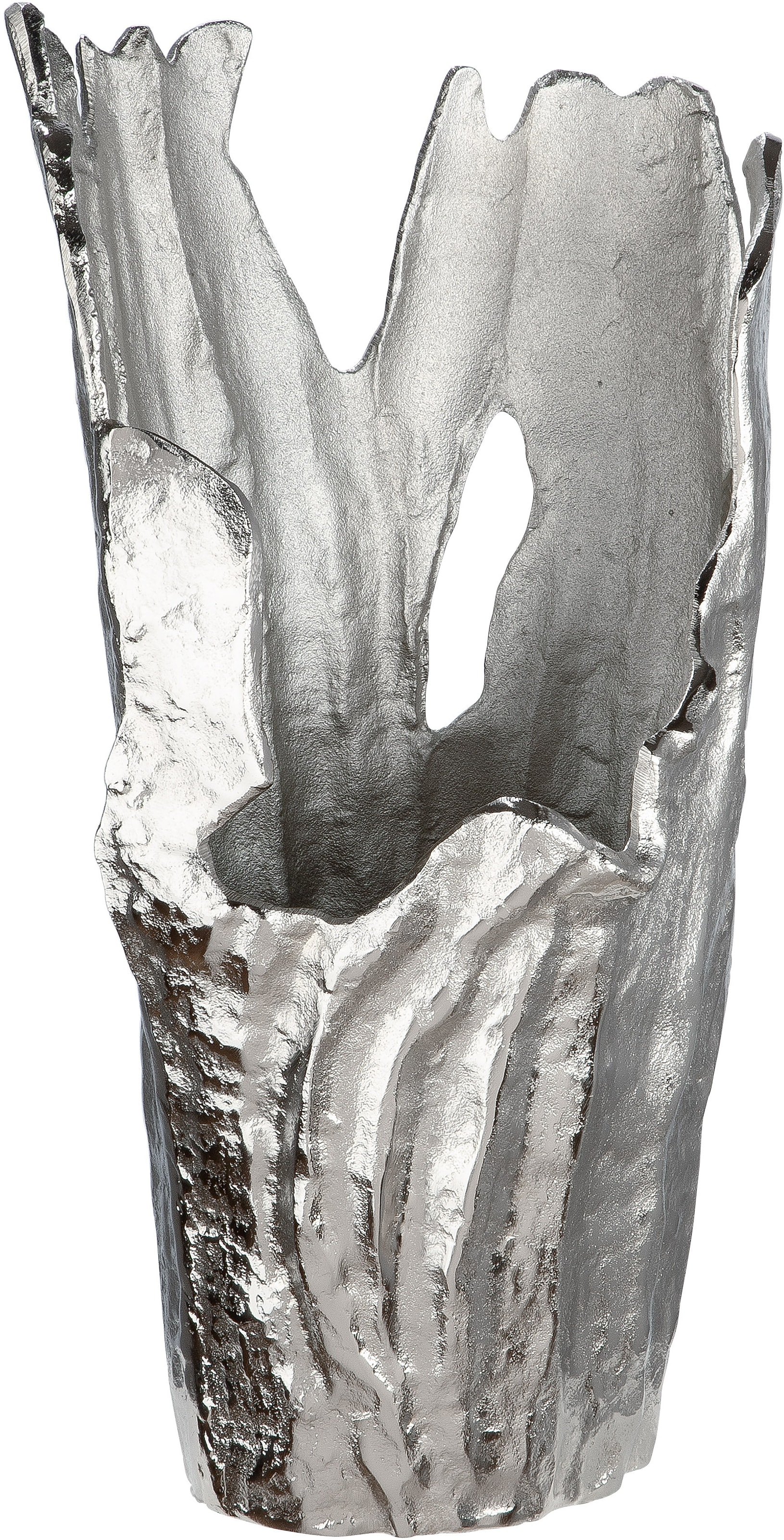 GILDE Dekovase »Vase Coralifero«, (1 St.), extravagante Form, Aluminium,  silberfarbene Struktur im Antik-Finish auf Raten bestellen
