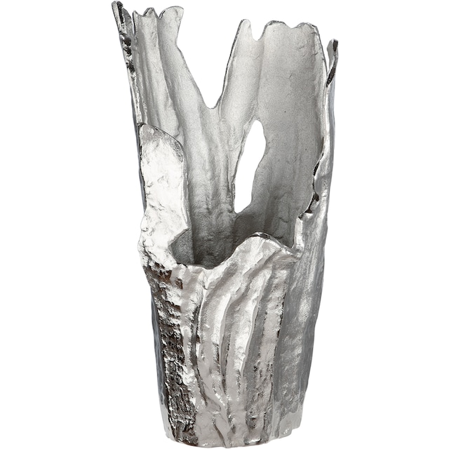 GILDE Dekovase »Vase Coralifero«, (1 St.), extravagante Form, Aluminium,  silberfarbene Struktur im Antik-Finish auf Raten bestellen