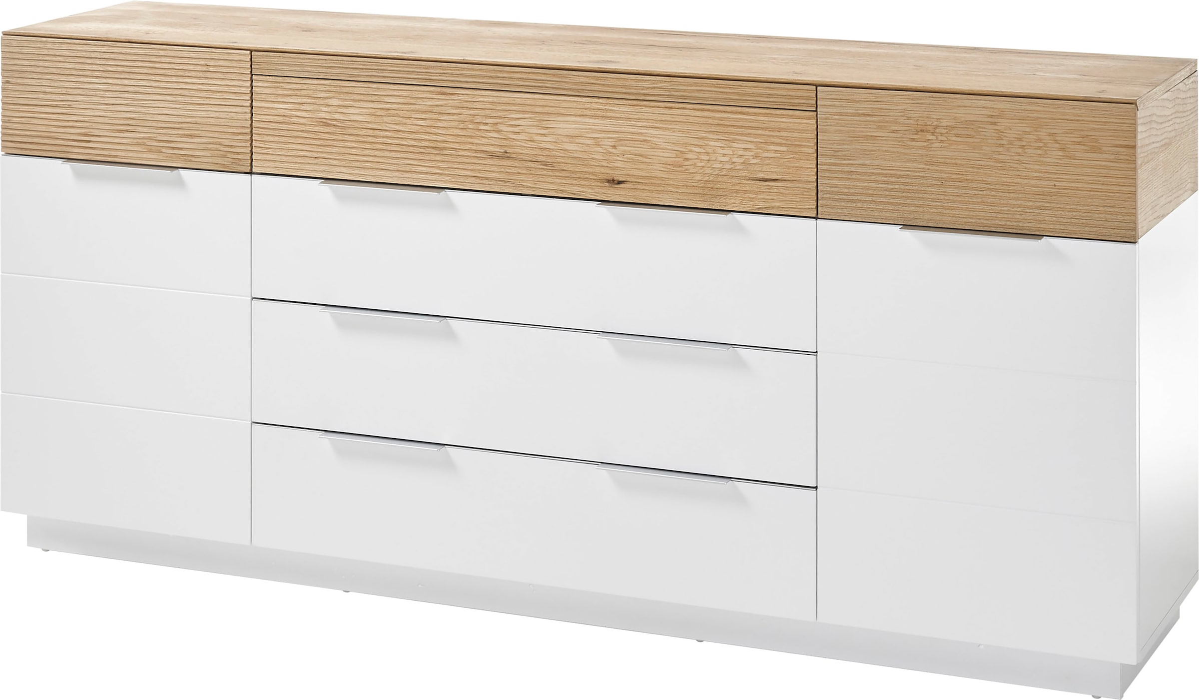 MCA furniture Sideboard »Dubai«, weiß Matt mit Absetzungen in Eiche