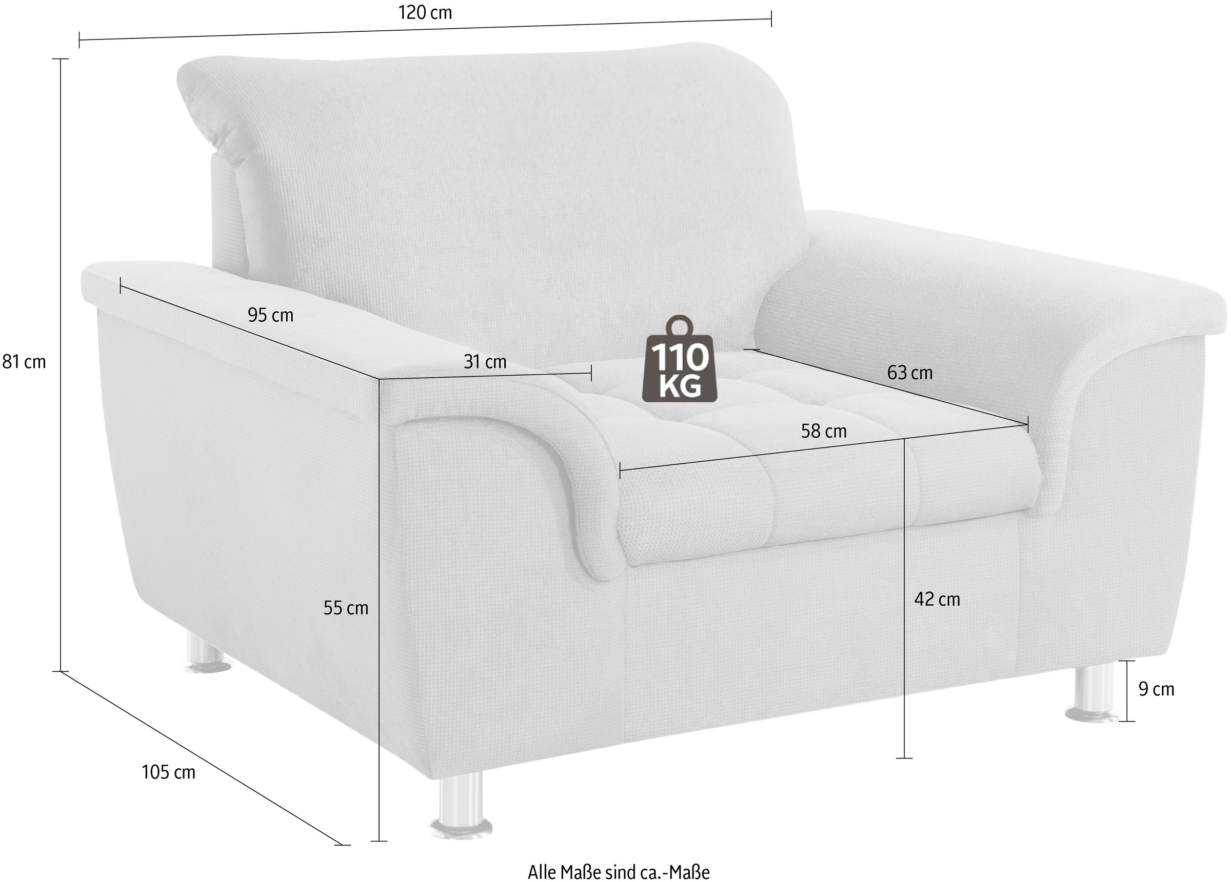 DOMO collection Sessel »Franzi«, Kopfteilverstellung mit wahlweise bequem kaufen