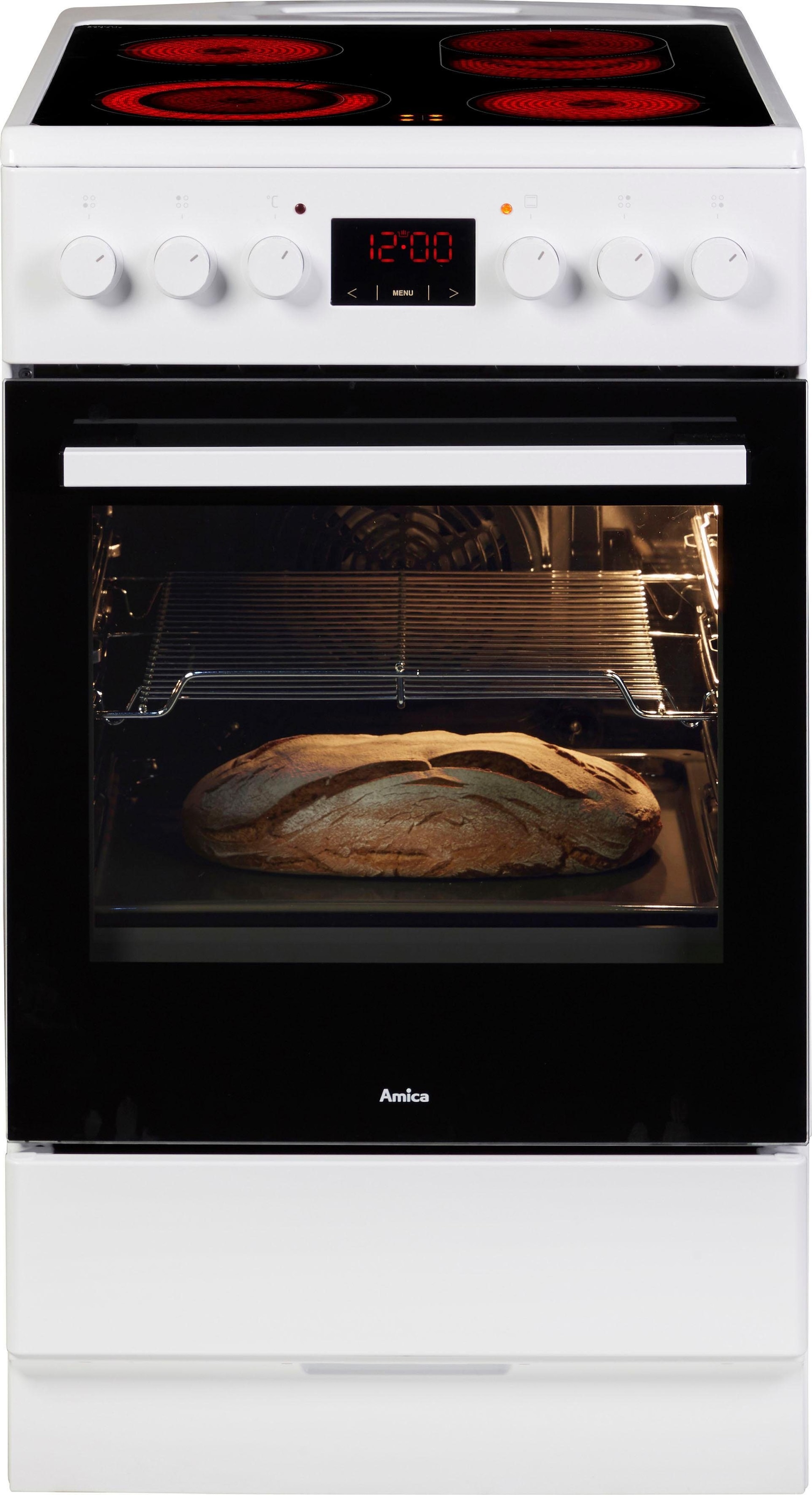 Amica Elektro-Standherd »SHC 903 001 W«, mit 1-fach-Teleskopauszug, Simple Steam Reinigungsfunktion