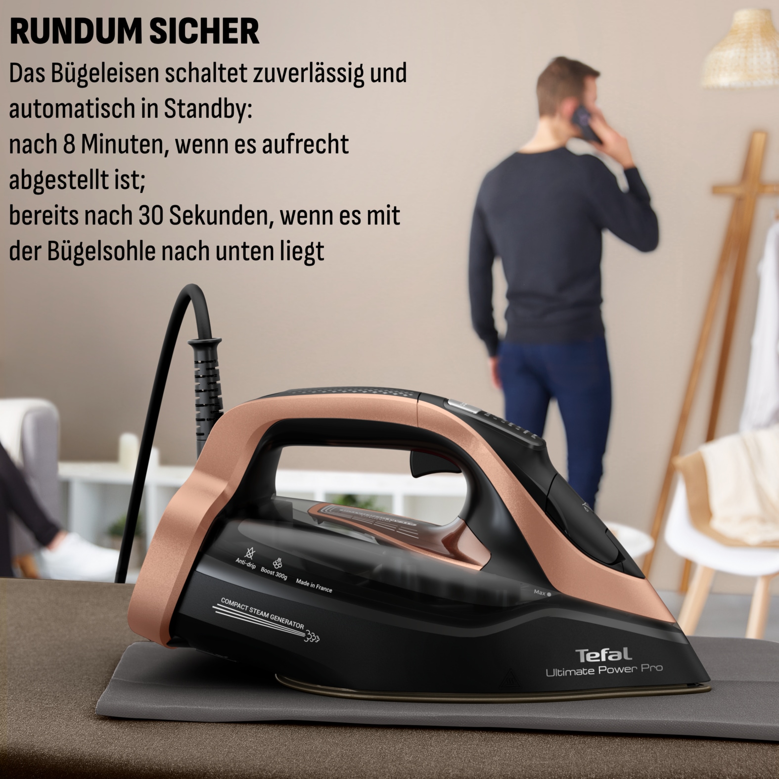 Tefal Dampfbügeleisen »FV9E50 Ultimate Power Pro« 3200 W 85 g/Min. kontin. Dampfabgabe, 300 g/Min. Dampfstoß, selbstreinigend