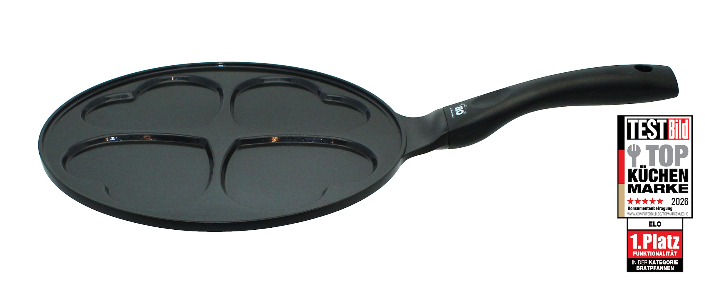 Elo Basic Crêpepfanne "Blini, Herzpfanne 26 cm" Aluminiumguss 1 Stk. tlg. für 4 Herz-Pfannkuchen