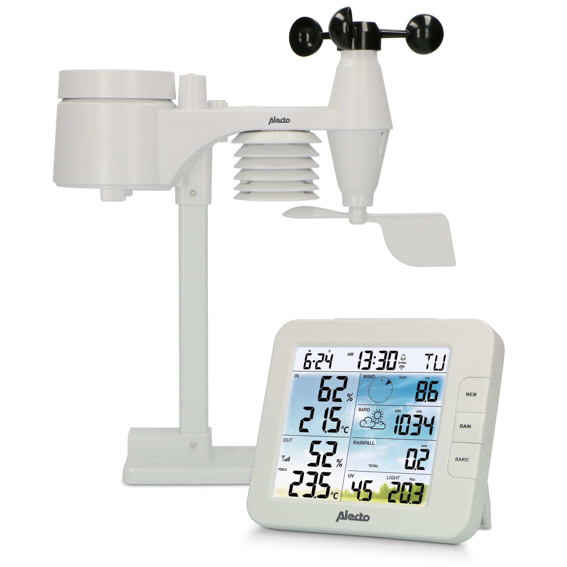 Alecto Wetterstation »WS5400«, (mit Außensensor), 7in1, Tuya/Smartlife-fähig