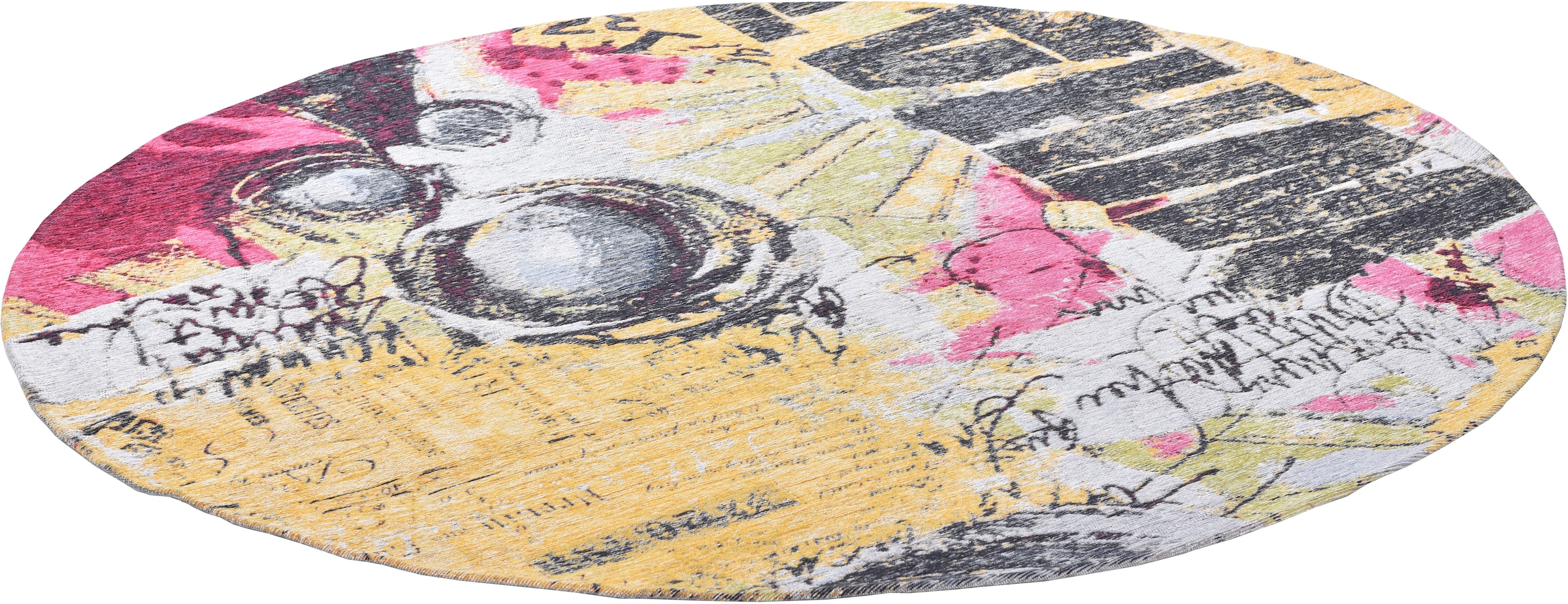 Gino Falcone Teppich »Cosima-107« rund 3 mm Höhe flachgeweber Jaquard-Teppich, mit Chenillegarn, modernes Design