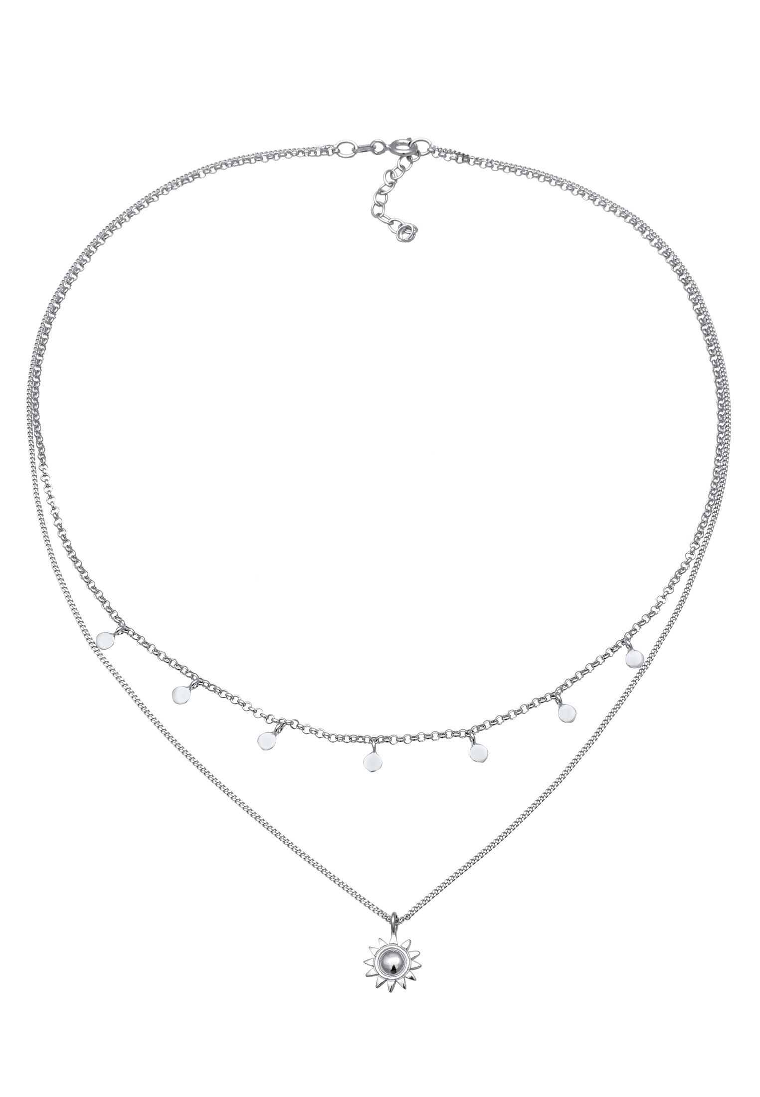 Elli Silberkette »Halskette Layer Sonne Plättchen 925 Sterling Silber«
