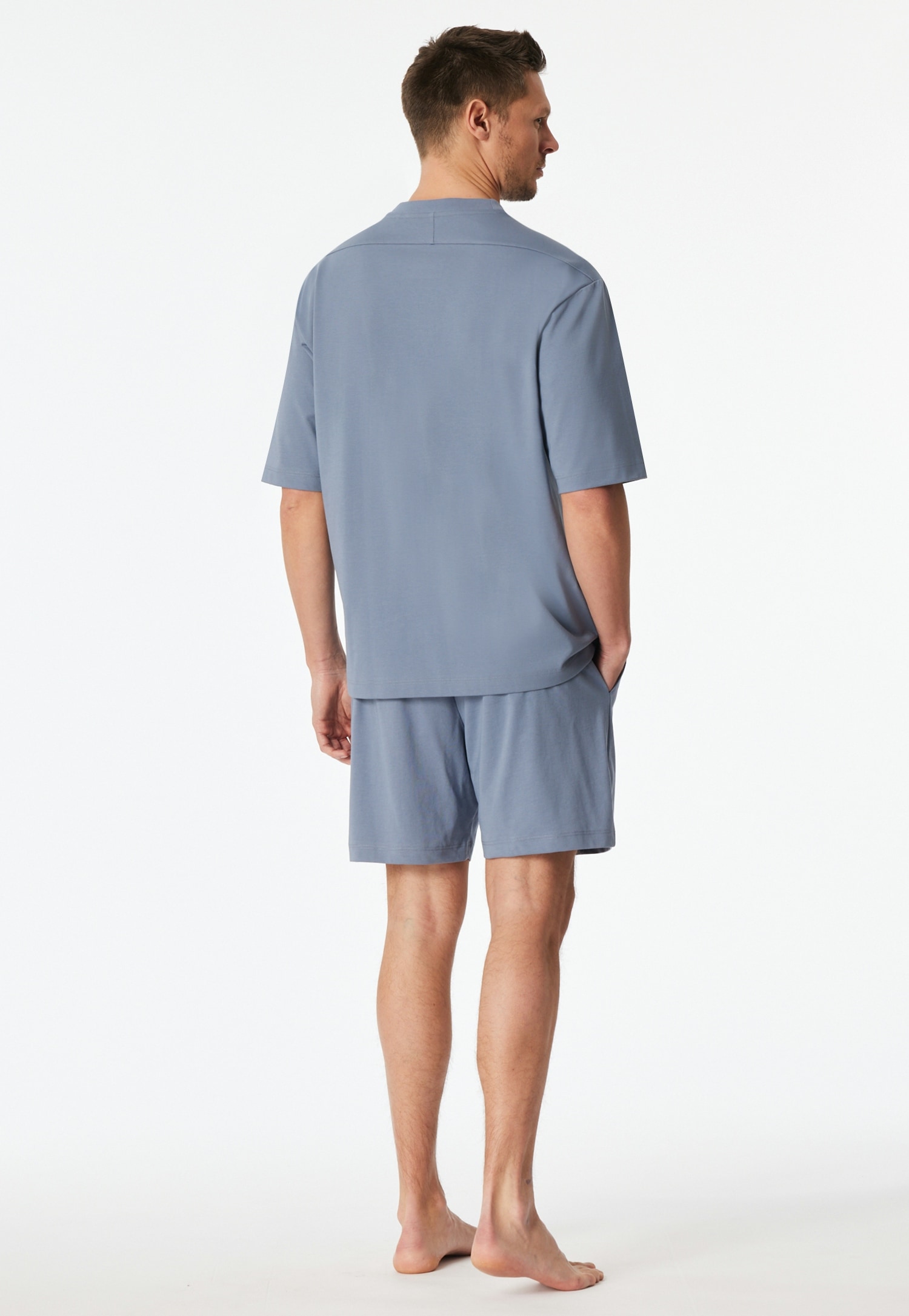 Schiesser Shorty »Modern Nightwear« 2 mit Rundhalsausschnitt und kurzem Arm, leichter Oversize-Fit