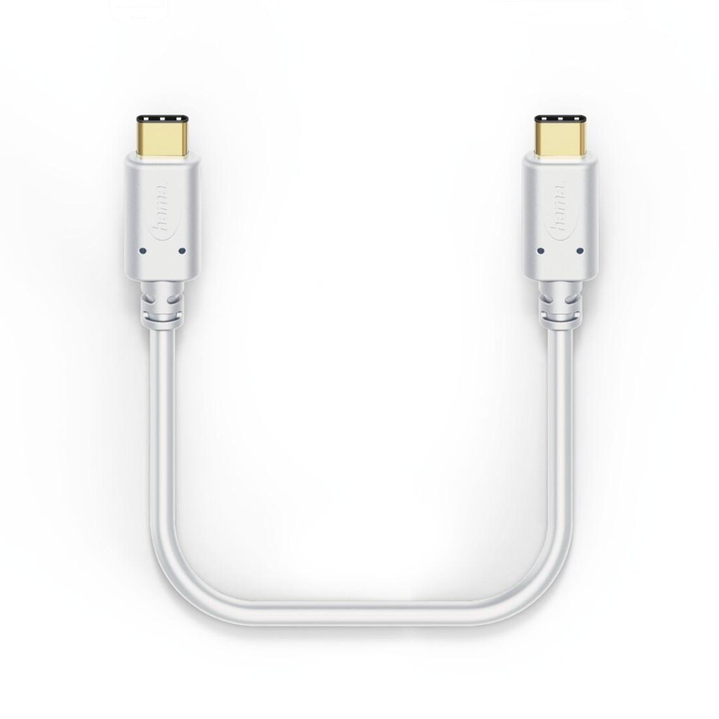 Hama USB-Kabel »Lade-/Datenkabel, USB Type-C-USB Type-C, 1,5 m, Weiß, vergoldet«, USB-C, 150 cm, Geeignet zur Verbindung von Endgeräten (Stromver. von 3A oder weniger)