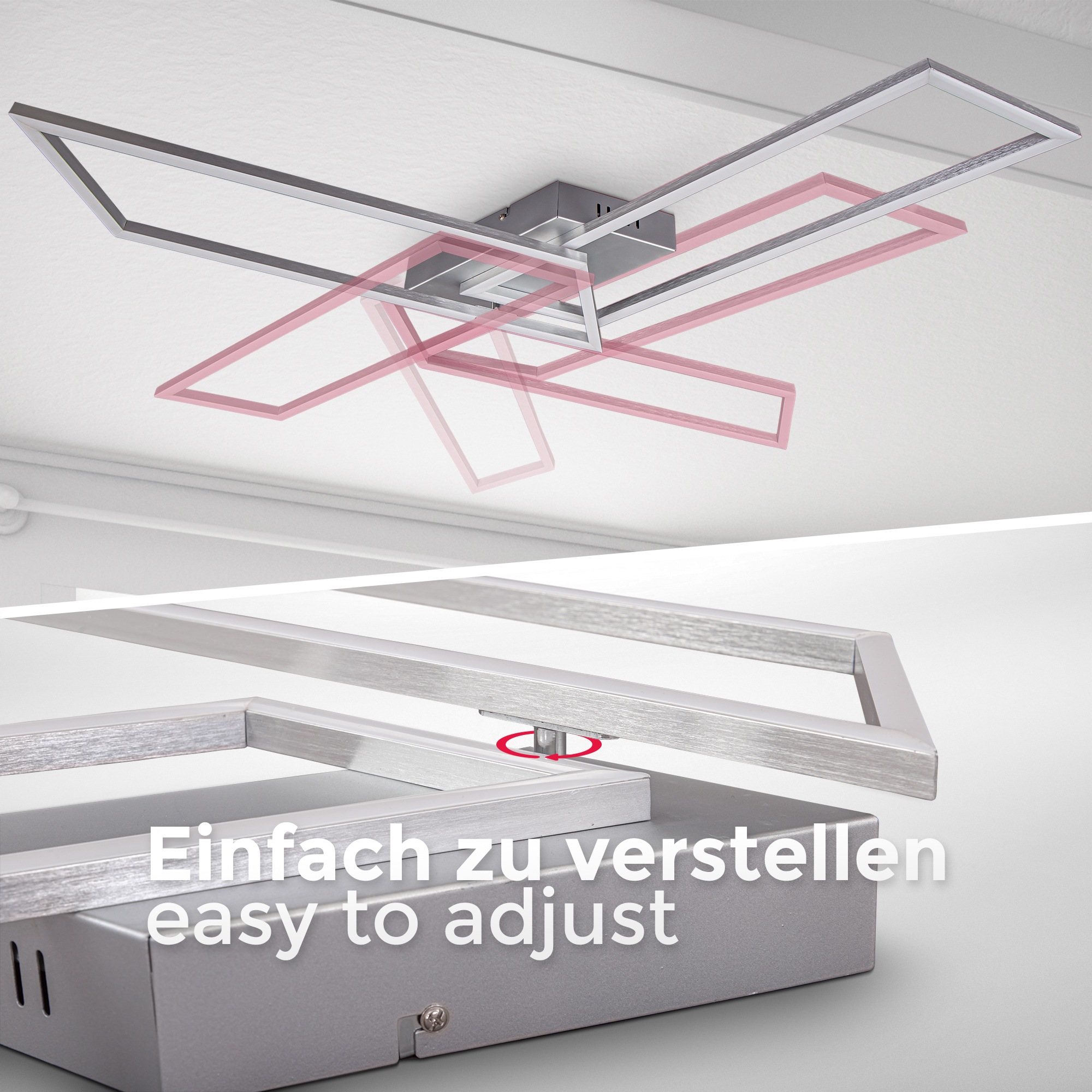 B.K.Licht LED Deckenleuchte, 2 flammig, Leuchtmittel LED-Modul | LED fest integriert, LED Deckenlampe dimmbar CCT Fernbedienung chrom-alu 20W Nachtlicht
