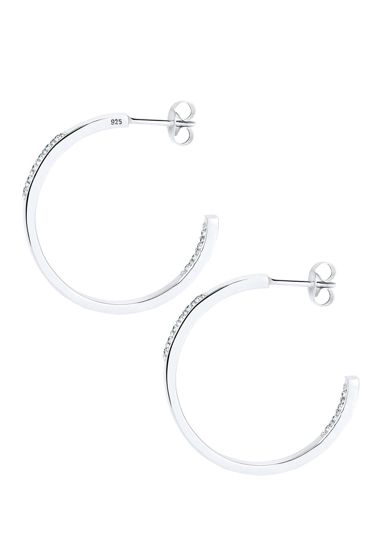Elli Paar Creolen »Ohrringe Creolen mit Glas Kristallen Weiß 925 Sterling Silber«