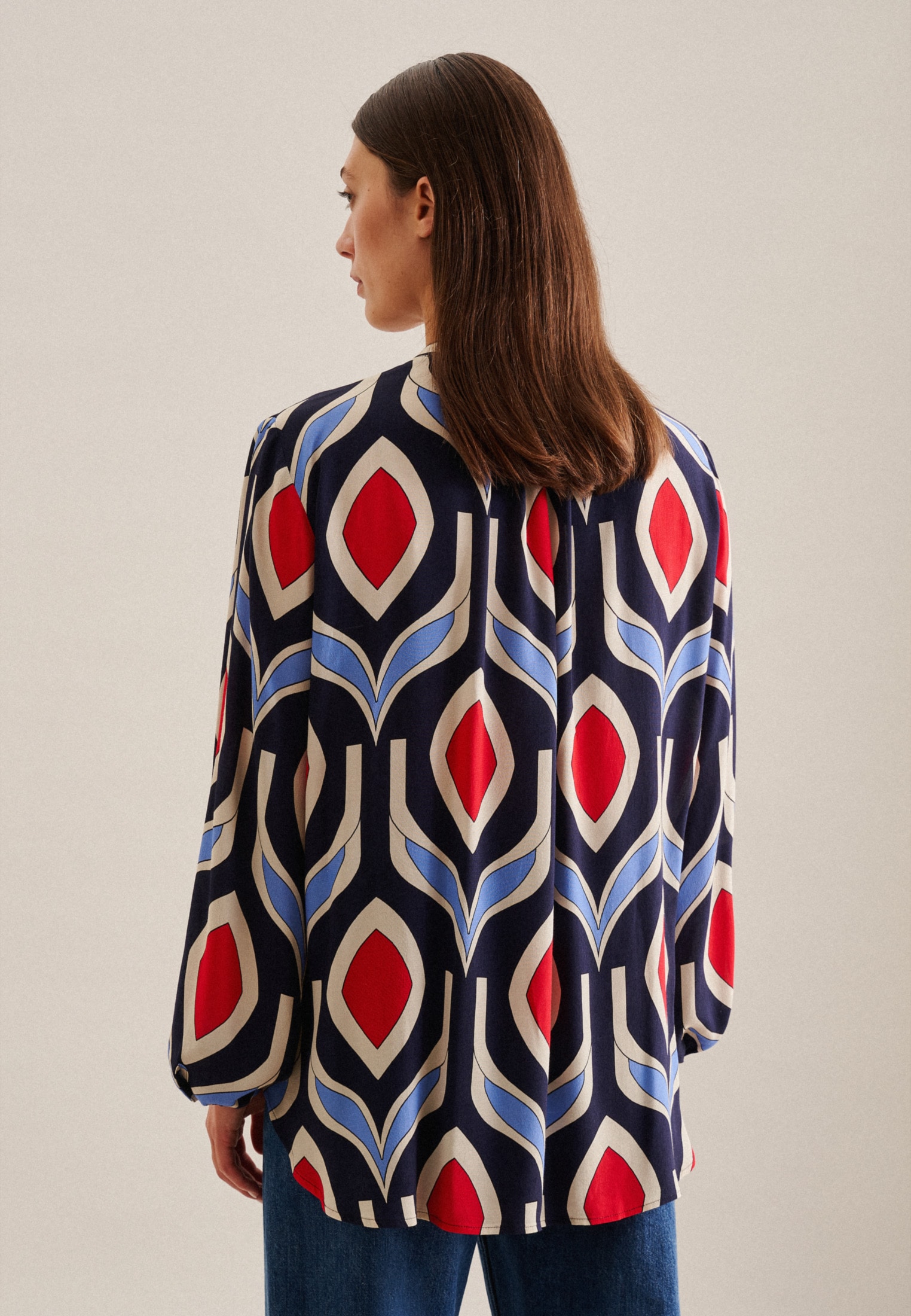 seidensticker Klassische Bluse »Schwarze Rose«, Tunika Geometrische Muster