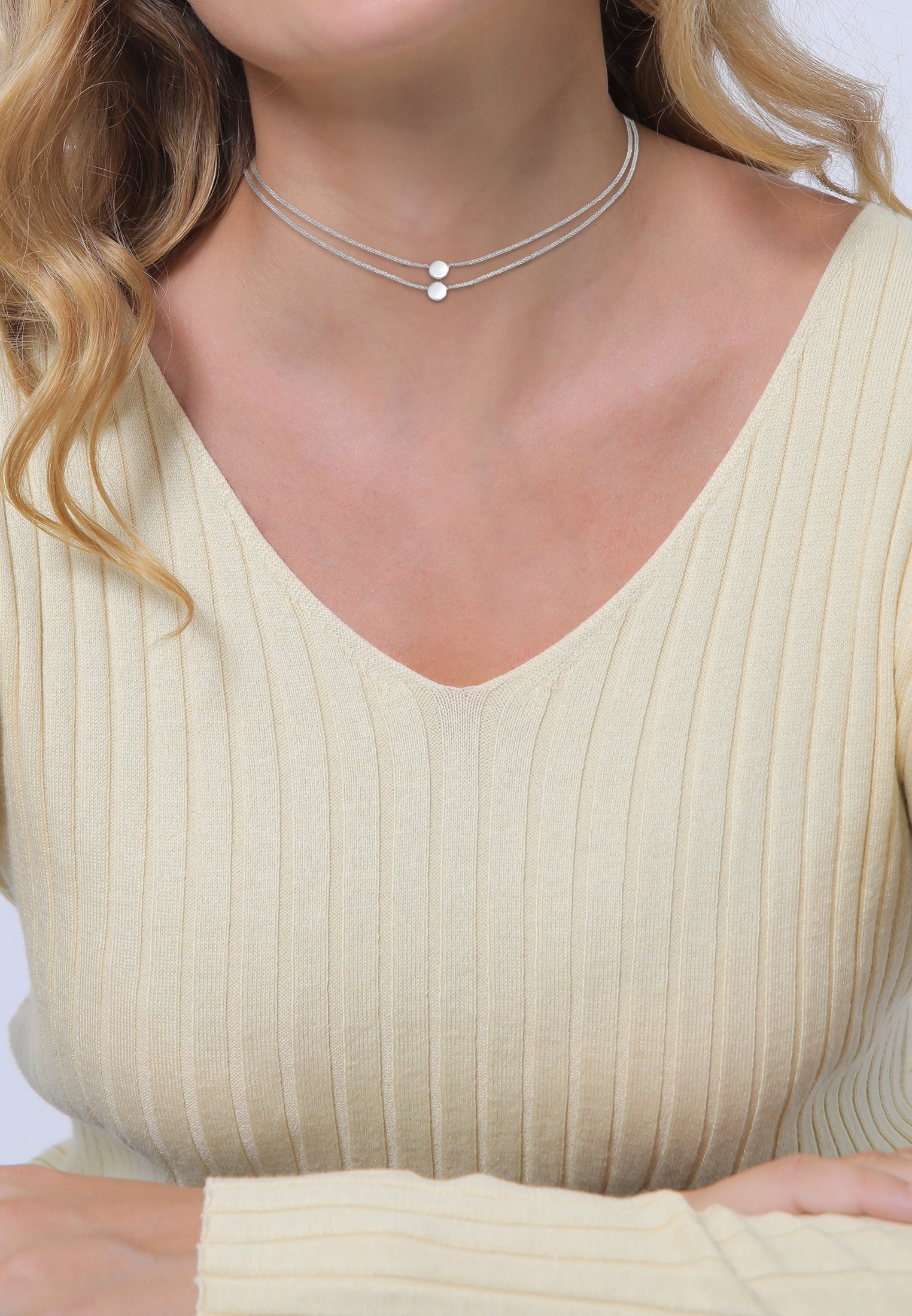 Elli Choker »Halskette Choker Layering Disc Kreis Geo 925 Silber«