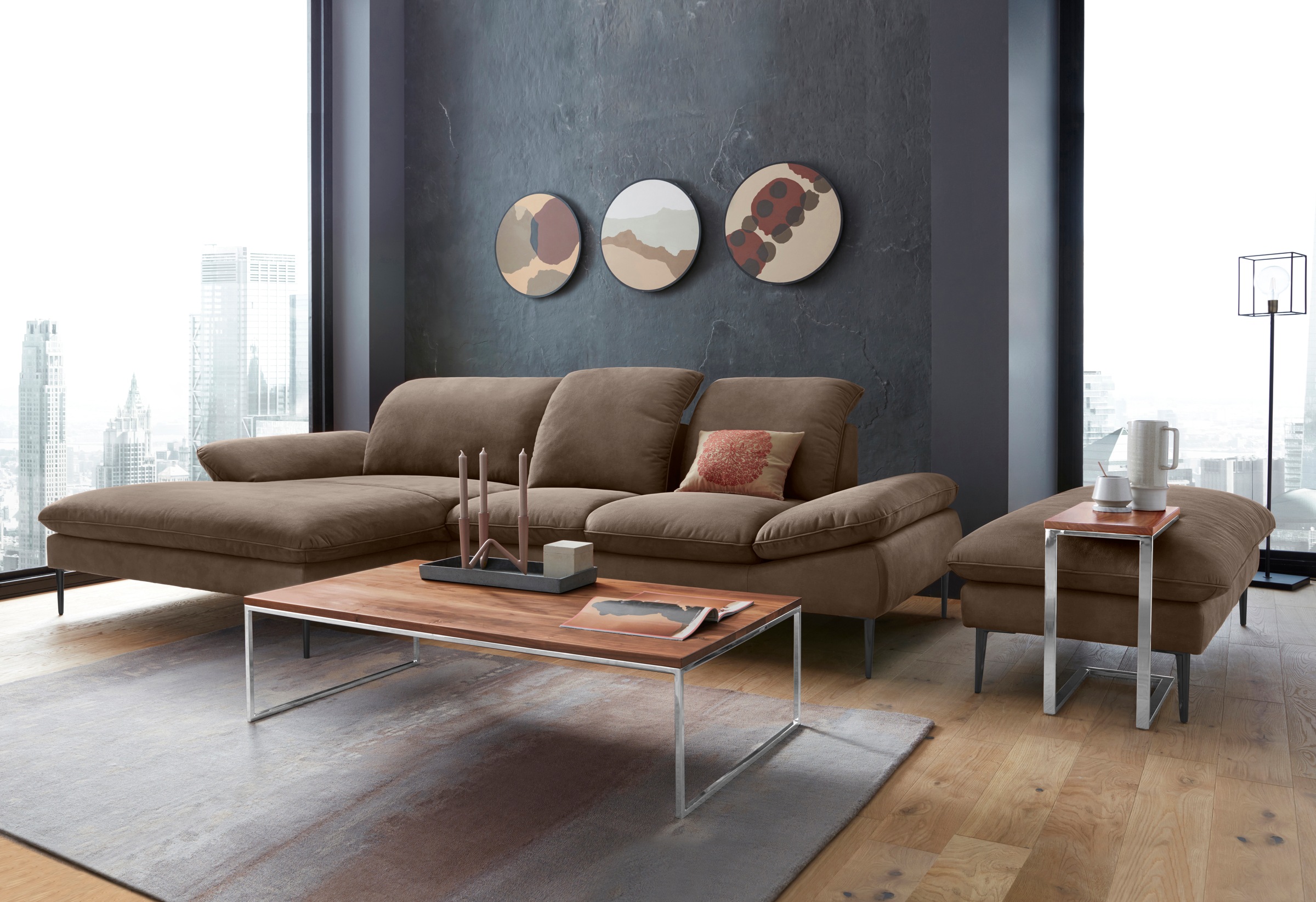 W.SCHILLIG Ecksofa »enjoy&MORE, Designsofa, elegant und bequem, L-Form«, Sitztiefenverstellung, Füße schwarz pulverbeschichtet, Breite 310 cm