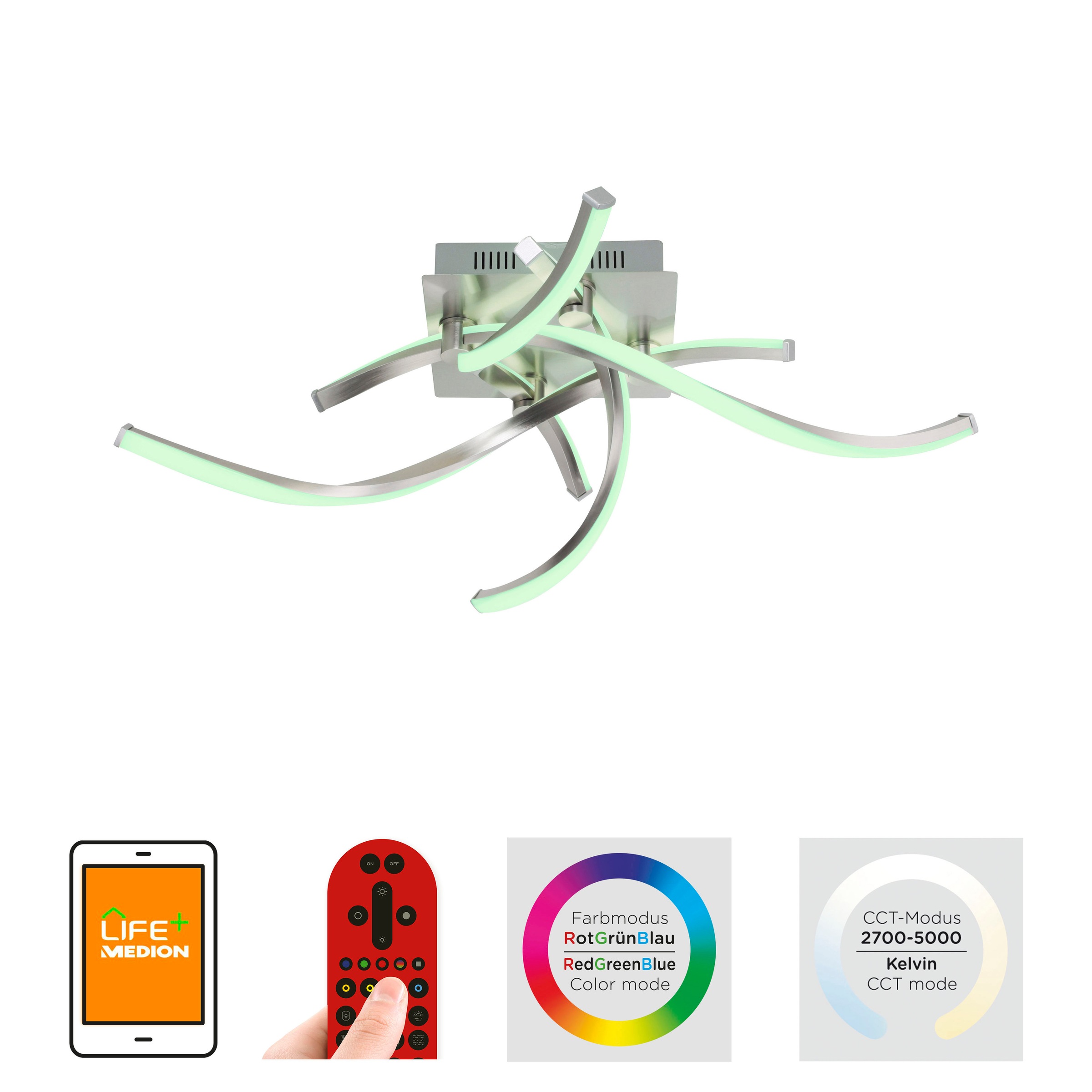 RGB+tunable »Ls-SWING«, 4 | XXL Fernbedienung, Infrarot kaufen Leuchten Garantie online white, flammig-flammig, fähig Smarthome Jahren inkl., mit Direkt 3 Deckenleuchte