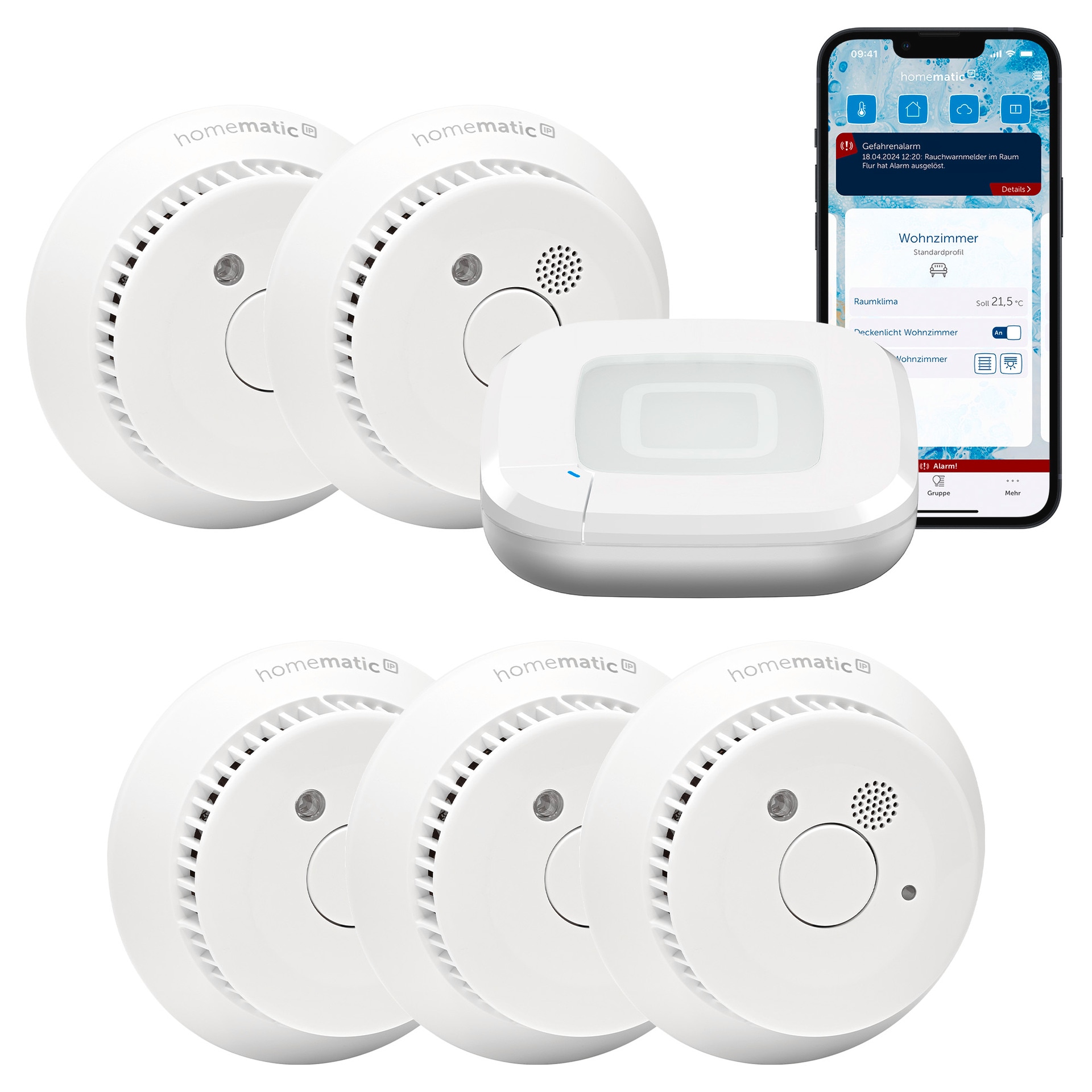 eQ-3 Homematic IP Starter Set Rauchwarnmelder - Rauchmelder 5 Räume