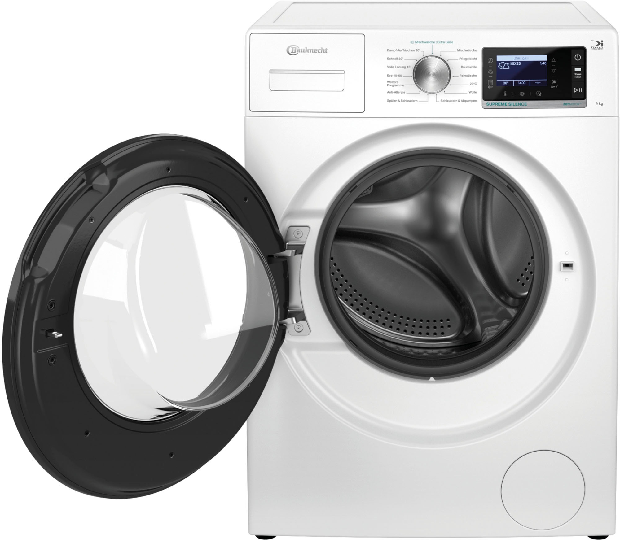BAUKNECHT Waschmaschine »B6R 98E SILENCE DE«, 9 kg, 1400 U/min, Dampfprogramm, besonders leise, Vollwasserschutz