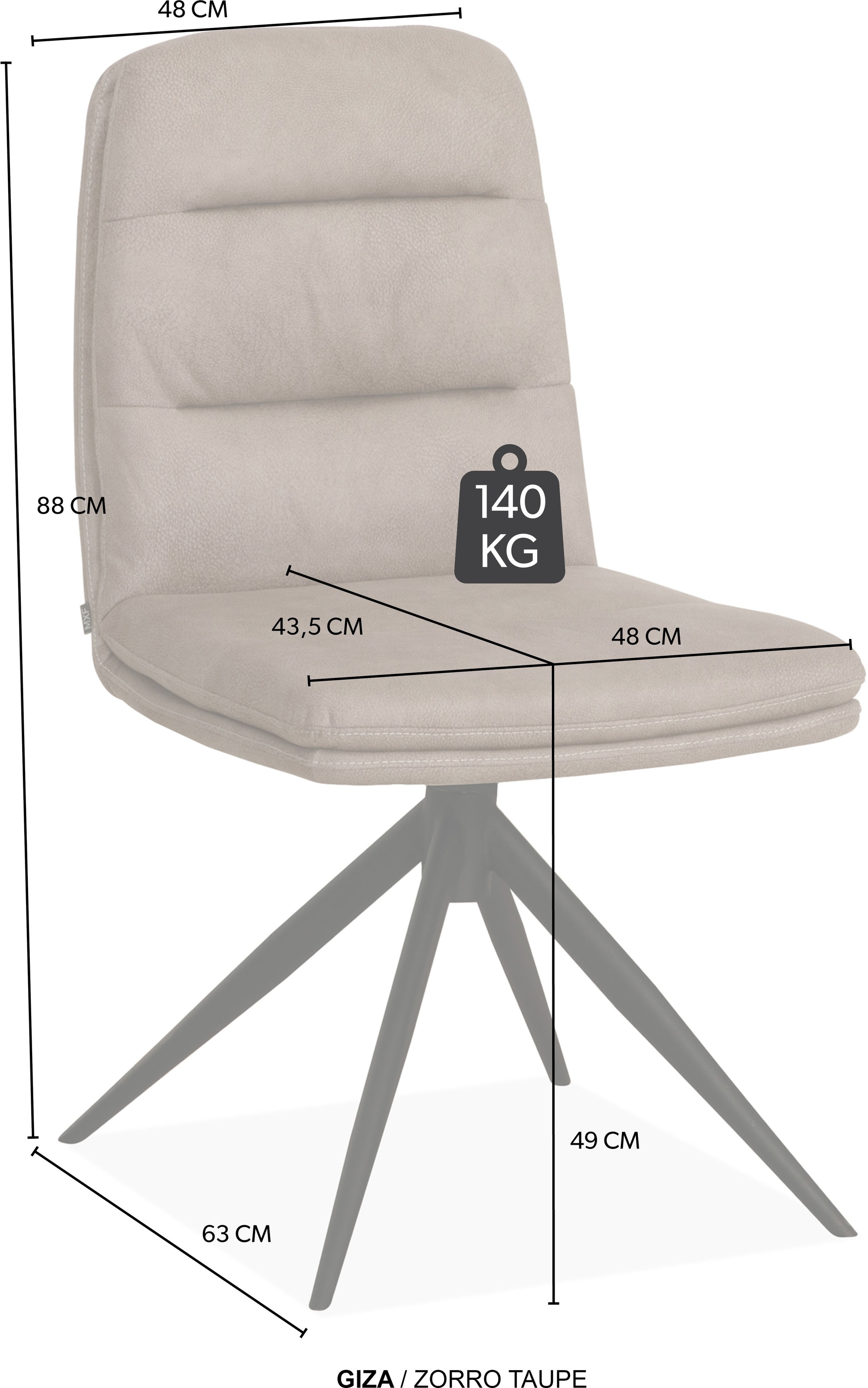 OMG Design Esszimmerstuhl »Giza« (Set) 2 Stk.Drehstuhl mit auto-return, pflegeleichter Bezug