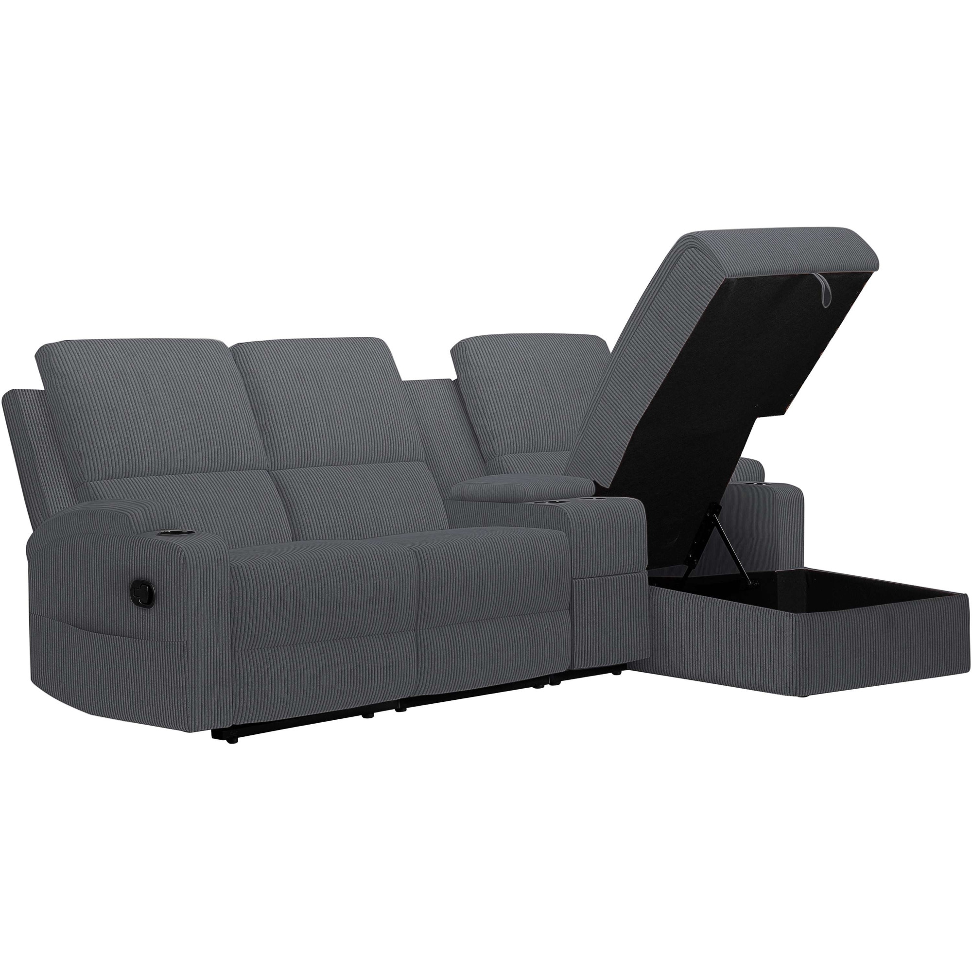 Home affaire Ecksofa »NAPORI Multimediasofa, 3er Kinosessel XXL, L-Form, Cord« Kinosofa mit Relaxfunktion, Getränkehalter, Staufach und Staukasten