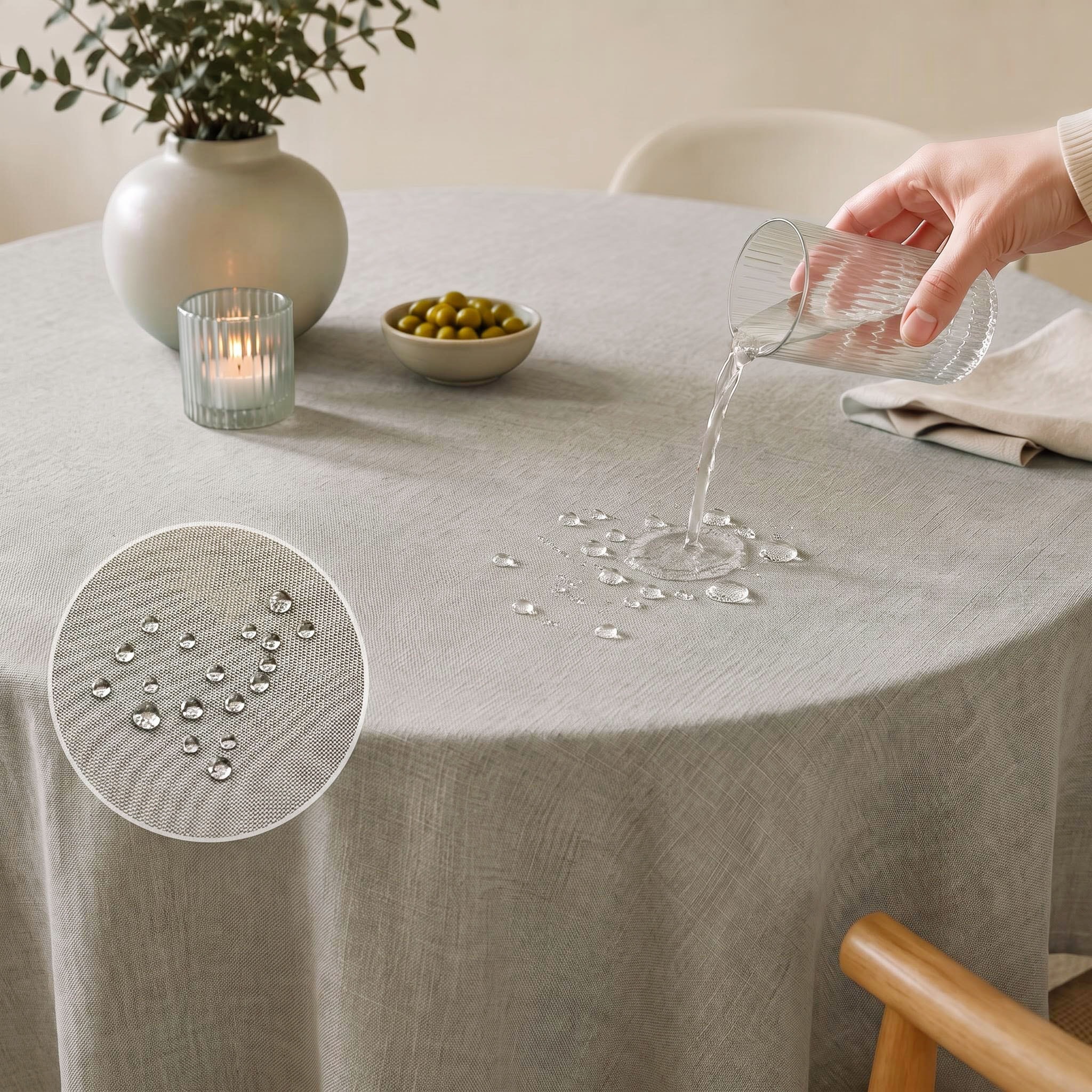OTTO home Tischdecke »Josée, wasserabweisend, in eckig & rund« strukturiert, Leinenoptik, uni ,wasserabweisend, pflegeleicht, Deko,
