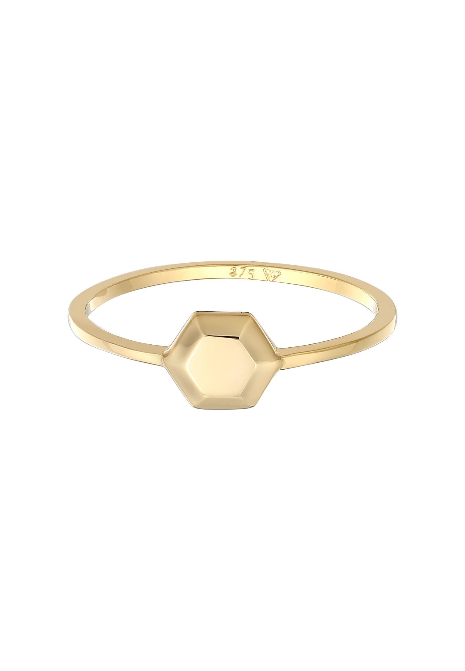 Elli Premium Silberring »Ring Plättchen Achteck Stapelring 375 Gelbgold«