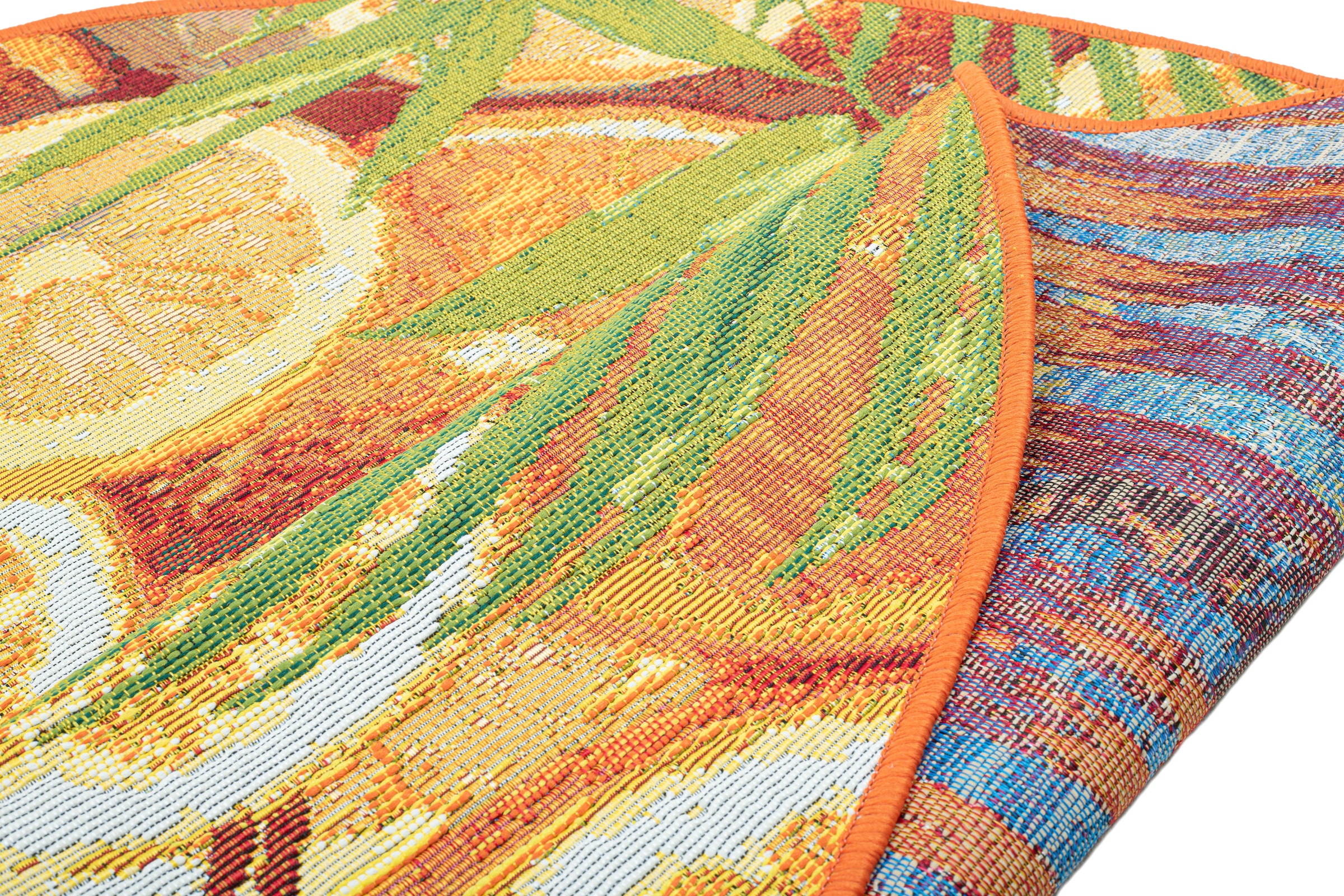 Sansibar Teppich »Rantum Beach 001« rund 5 mm Höhe Flachgewebe, modernes Sommer Design, In- und Outdoor geeignet