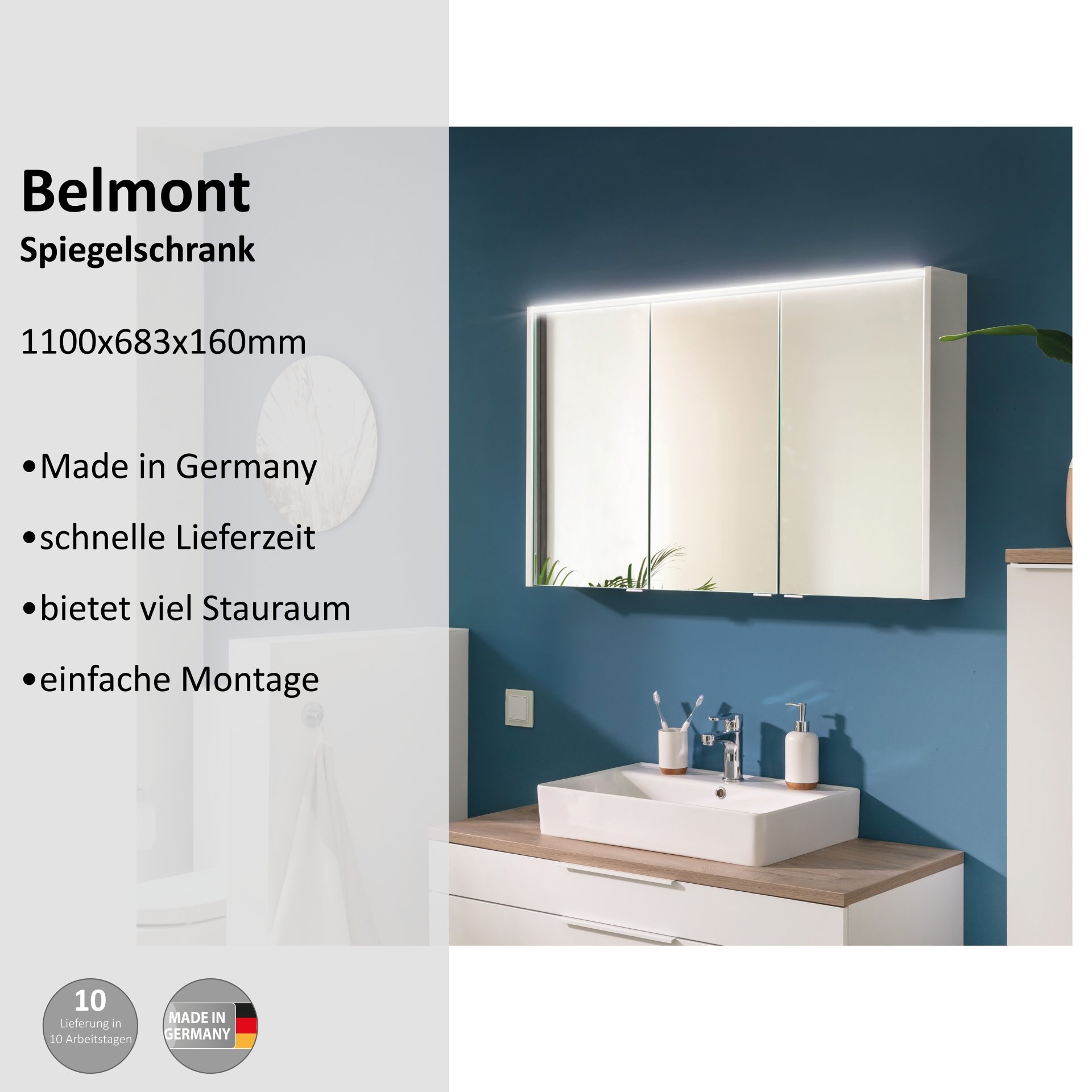 welltime Spiegelschrank »Belmont«
