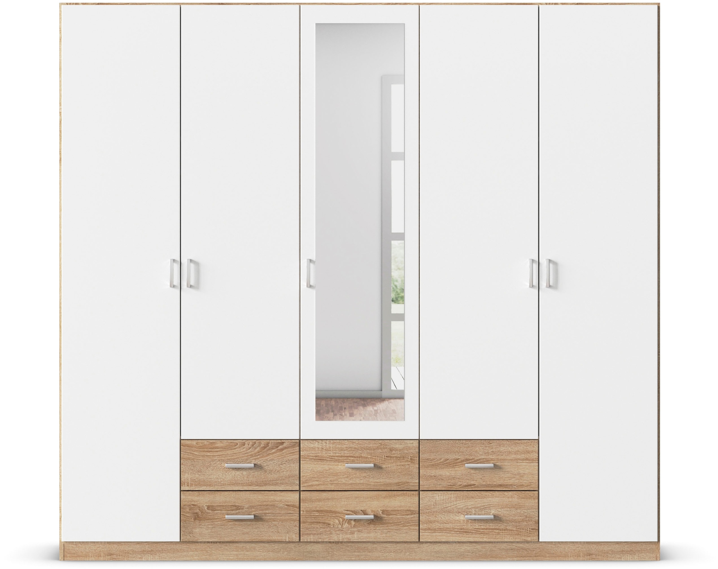 rauch Kleiderschrank »Schrank Garderobe Wäscheschrank GAMMA in 3 Breiten«, viel Stauraum mit 6 Schubladen, mit Spiegel TOPSELLER MADE IN GERMANY