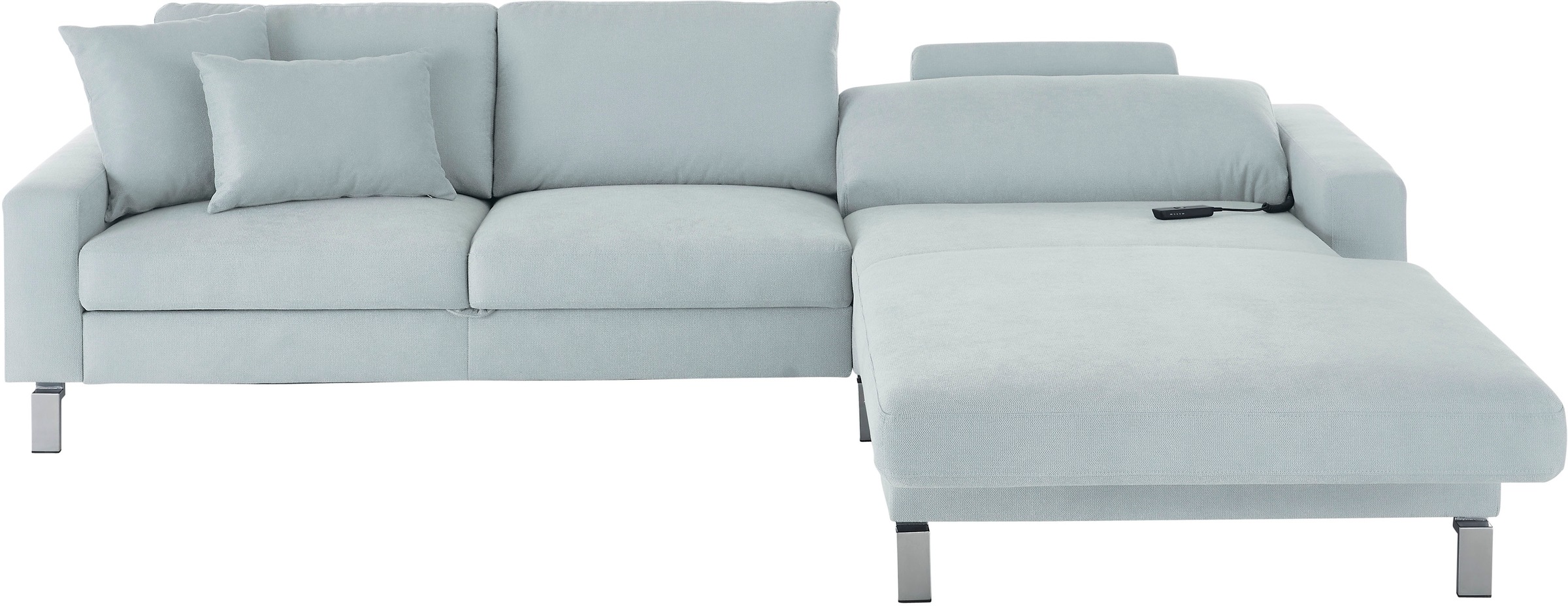 3C Candy Ecksofa »Lecce, wahlweise PUR-Schaumstoff oder Tonnentaschenfederkern« Bett im 2,5-Sitzer, teilmotorische Schlaffunktion im Longchair, L-Form