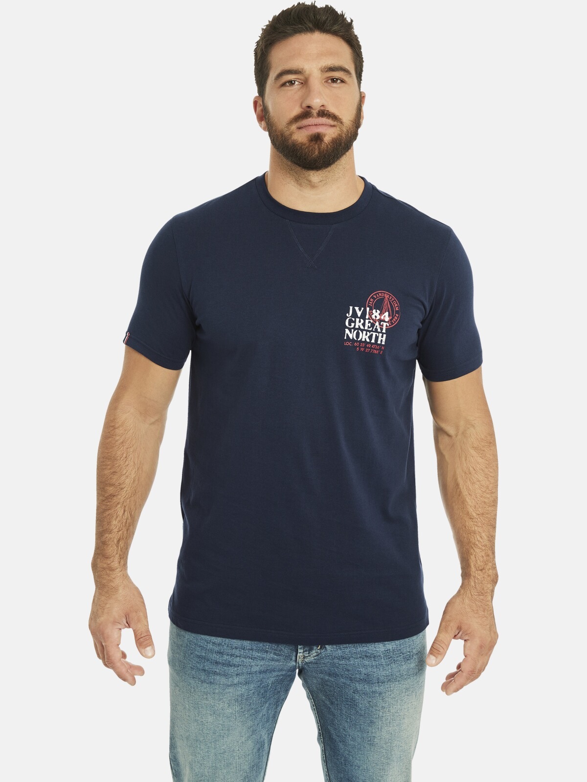 Jan Vanderstorm Rundhalsshirt »Doppelpack T-Shirt ADEKE«, (2 tlg.), in zwei Farbvarianten