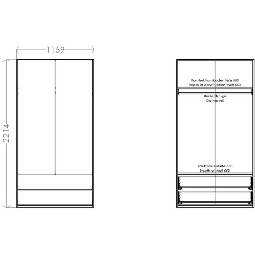 Müller SMALL LIVING Kleiderschrank »Modular Plus Variante 1«, Inklusive 2 geräumigen Schubladen