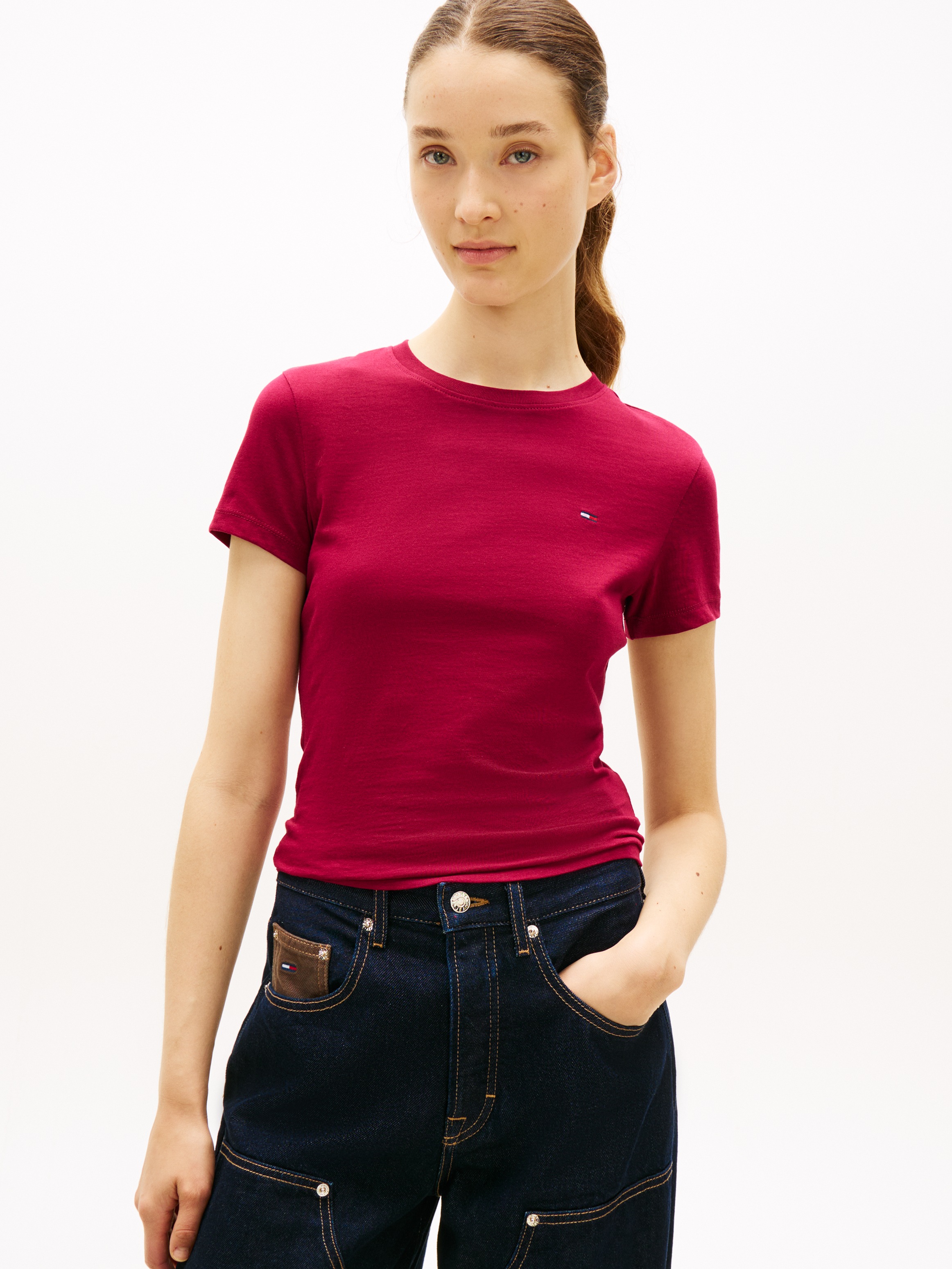 Tommy Jeans Kurzarmshirt »TJW 3PACK C-NECK TEE« Packung, 3er-Pack, 3 Stk. Slim, unifarbenes Design